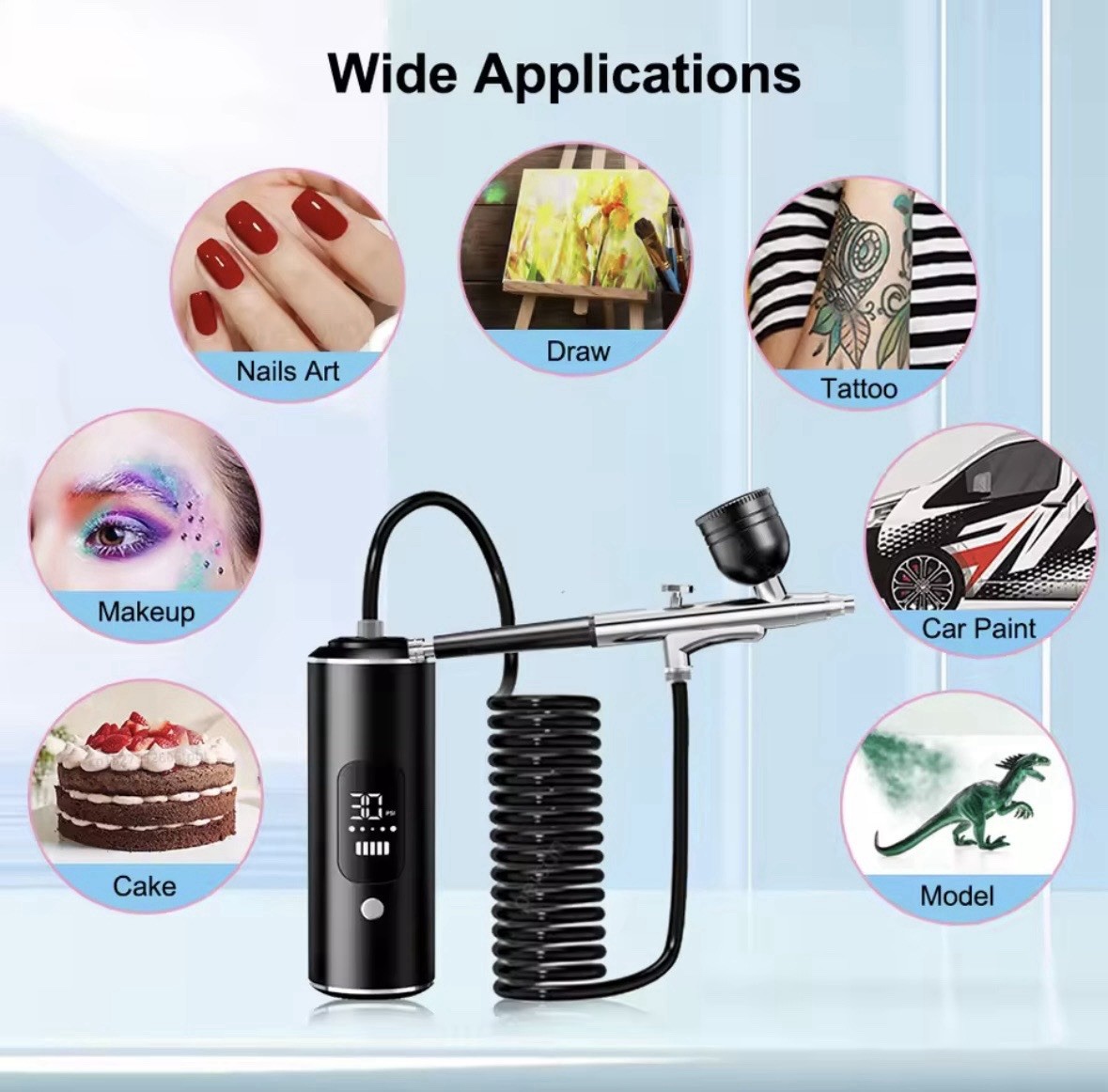 Aeropenna Portable Airbrush With Display Nail Model Kit With Compressor
