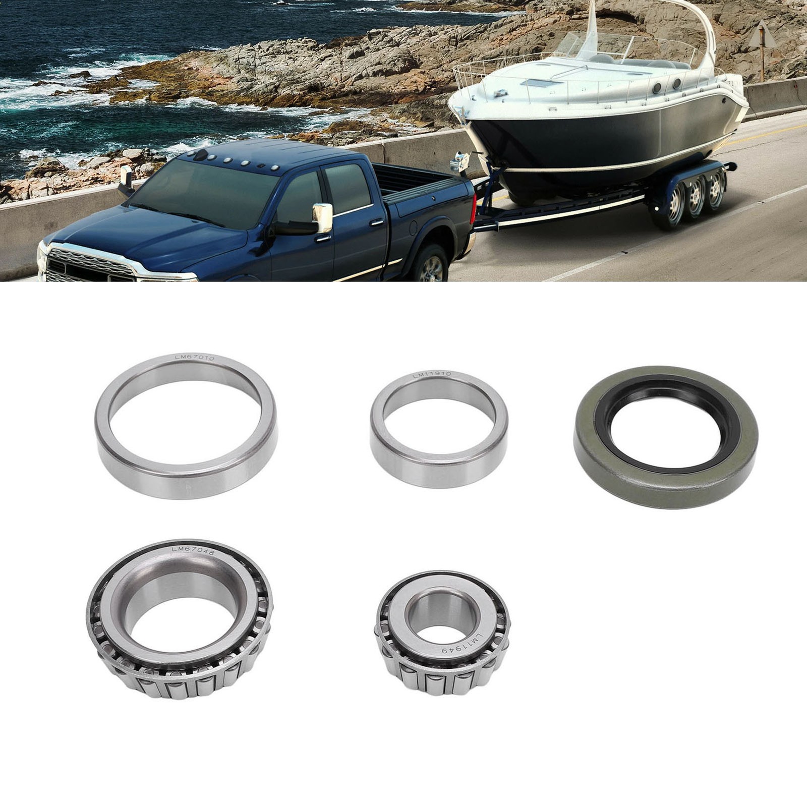 Trailer Axle Hub Bearings Set 5PCS Trailer Wheel Bearing Kit For 1-1/4in 3/ YVVW