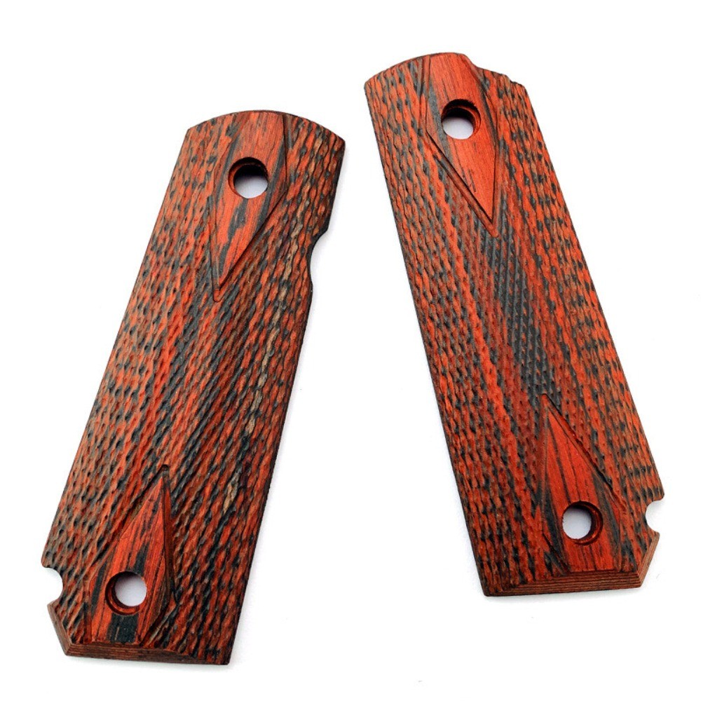 1 Pair Red Wood Hand Grips Patch Anti-slip Material Handle blank For 1911 Models
