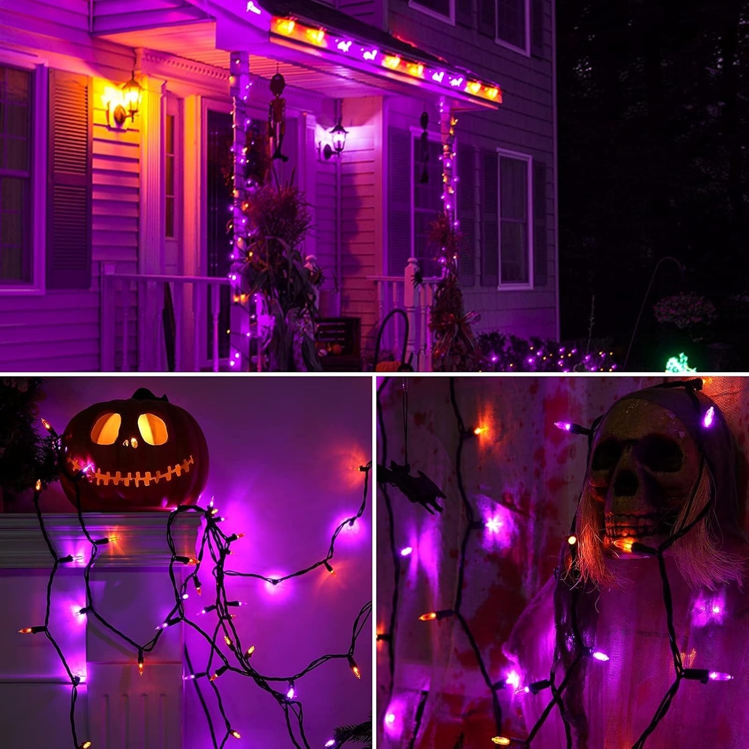 Joomer Orange Purple Halloween String Lights, 19.5FT 100 LED Mini String Lights,