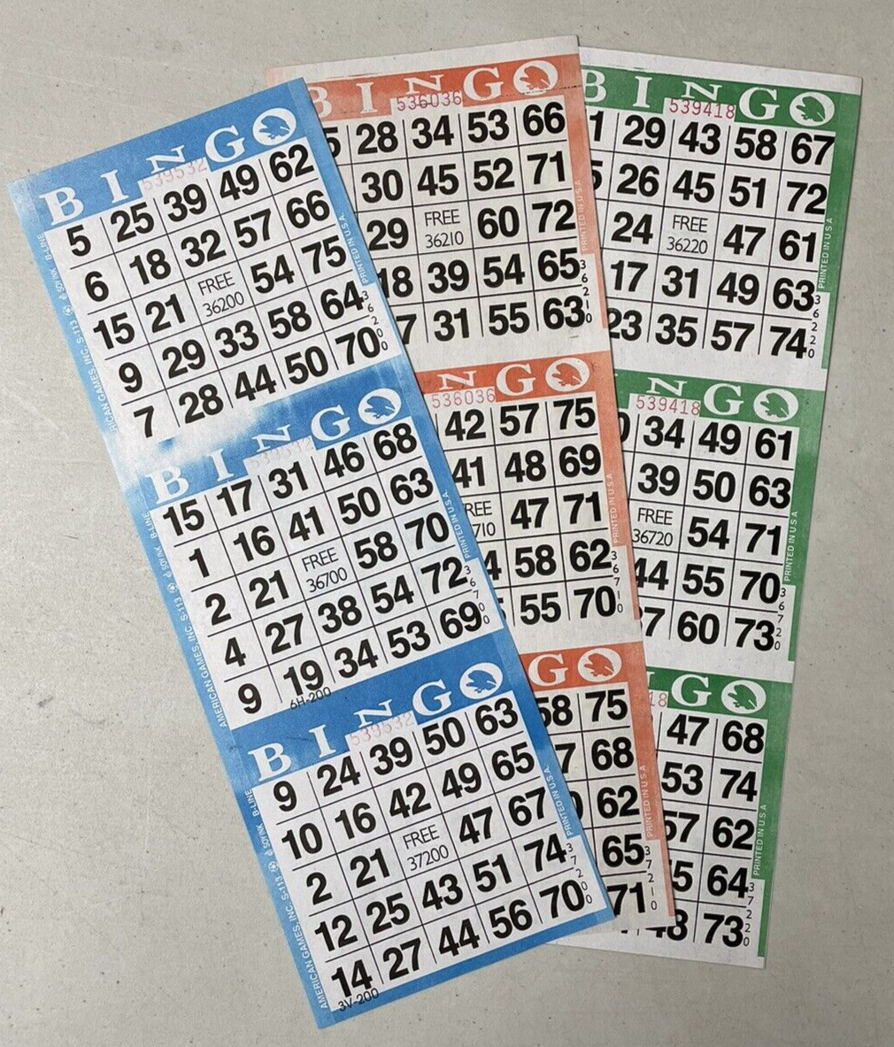 Bingo Cards 50 PAPER 3 On Triple or 3 Page Books 150 Sheets 3 Colors 450 Games