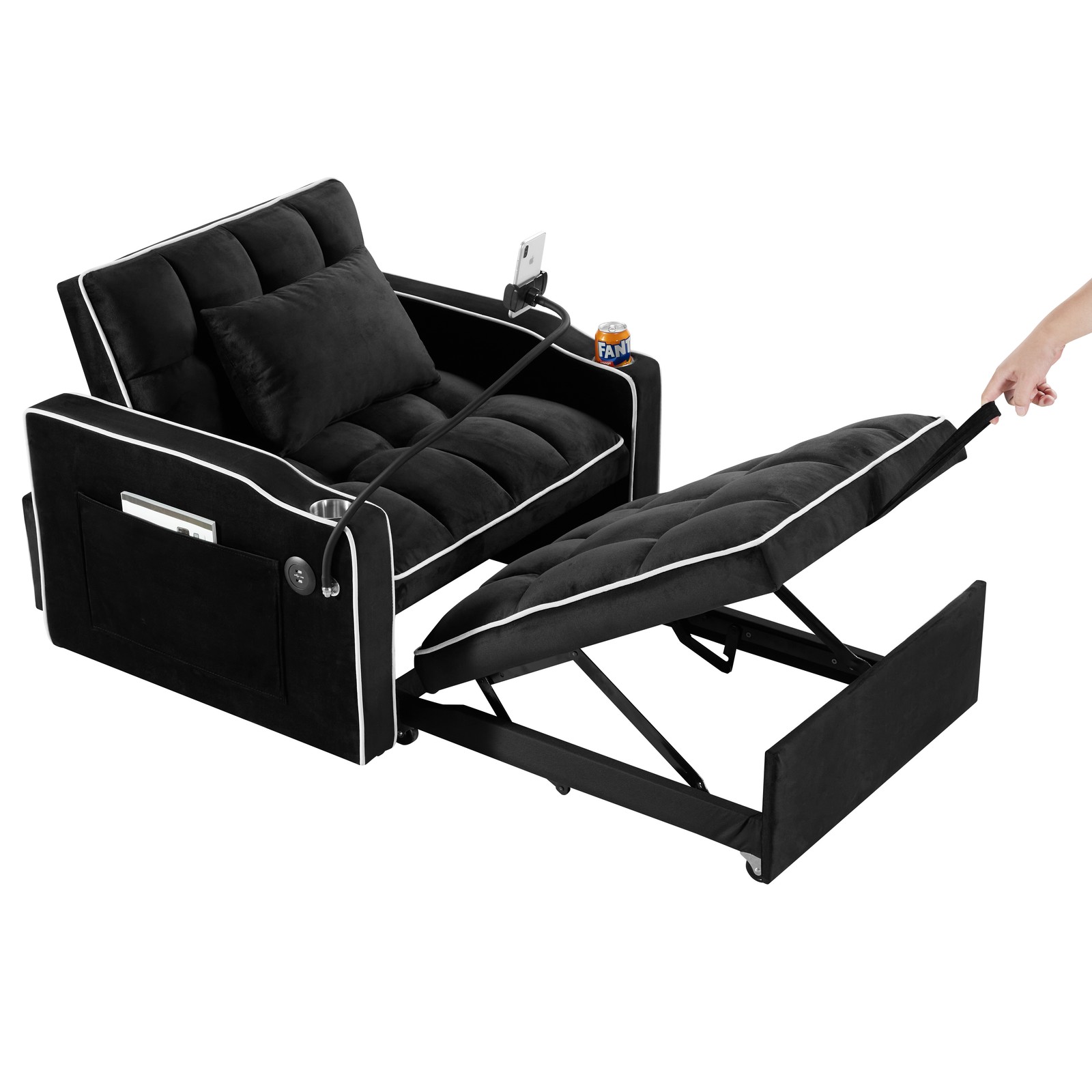 Convertible Sleeper Chair Sofa Bed Adjustable Pull Out Sleeper Chair Bed Multi-P