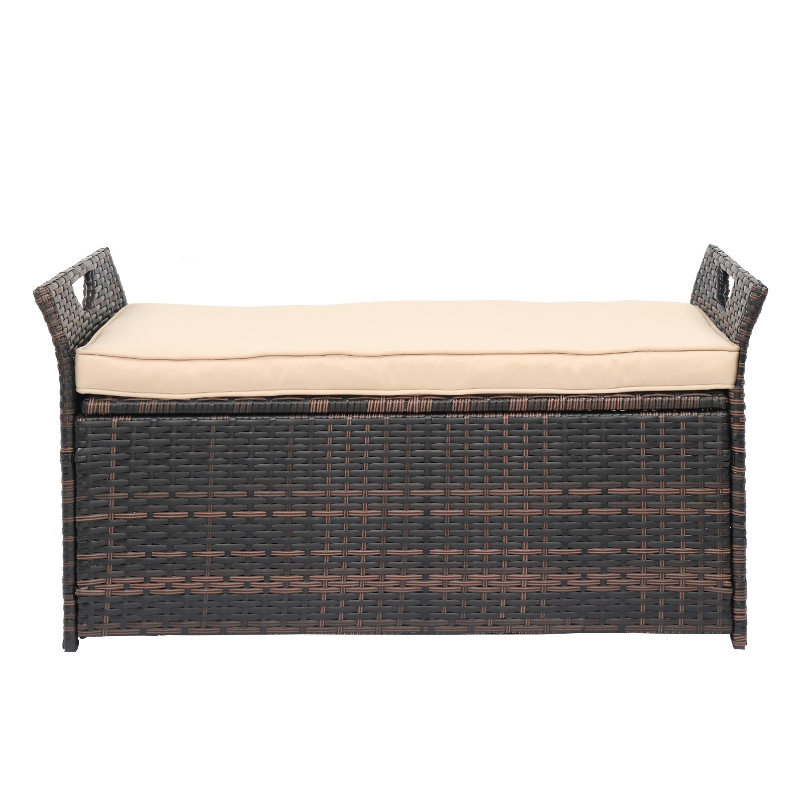 Iron Frame Brown Gradient Rattan Locker 106x52x46cm Storage Stool Cabinet
