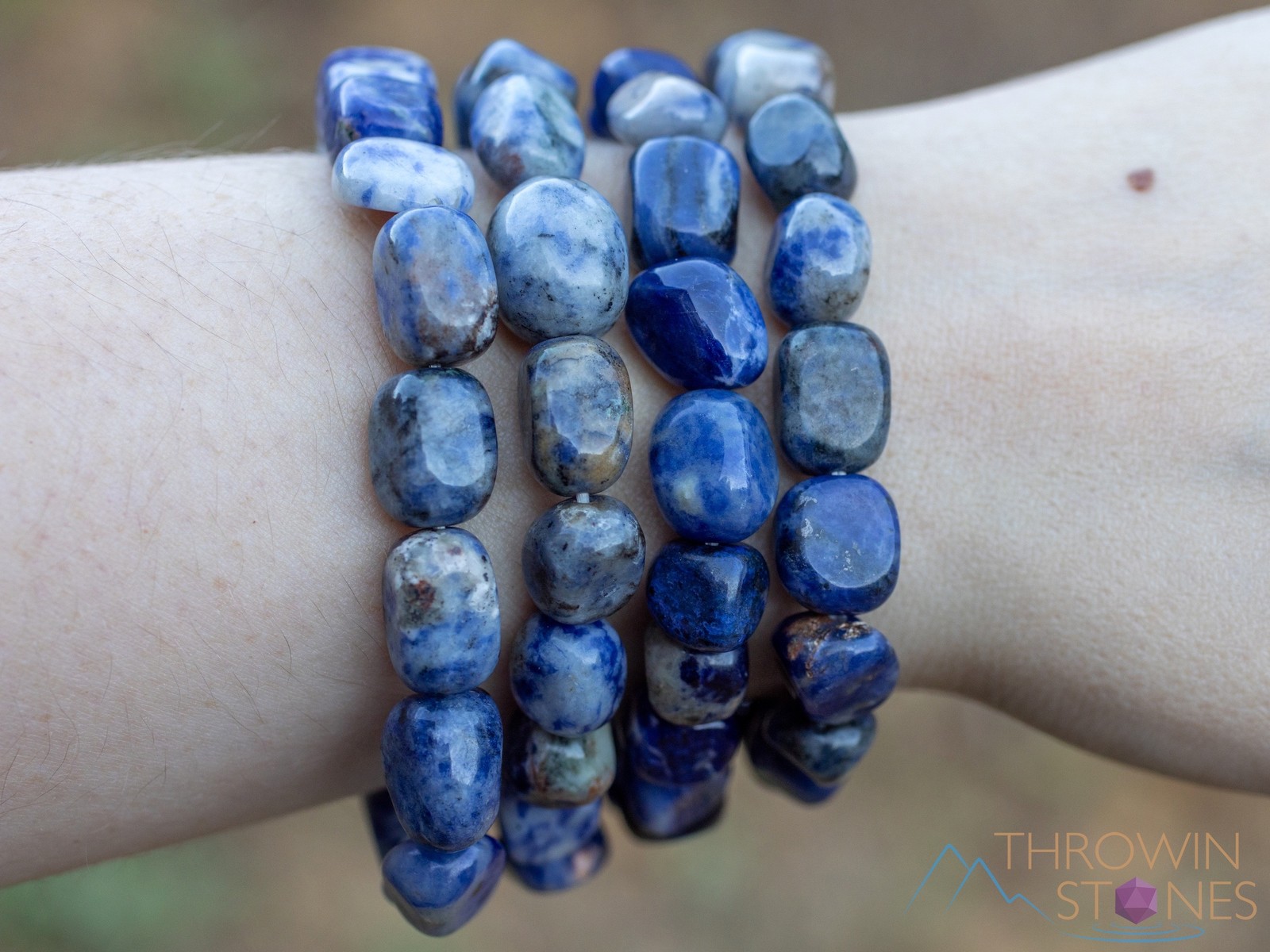 SODALITE Crystal Bracelet, Tumbled Beads, Beaded Handmade Healing Jewelry, E0138