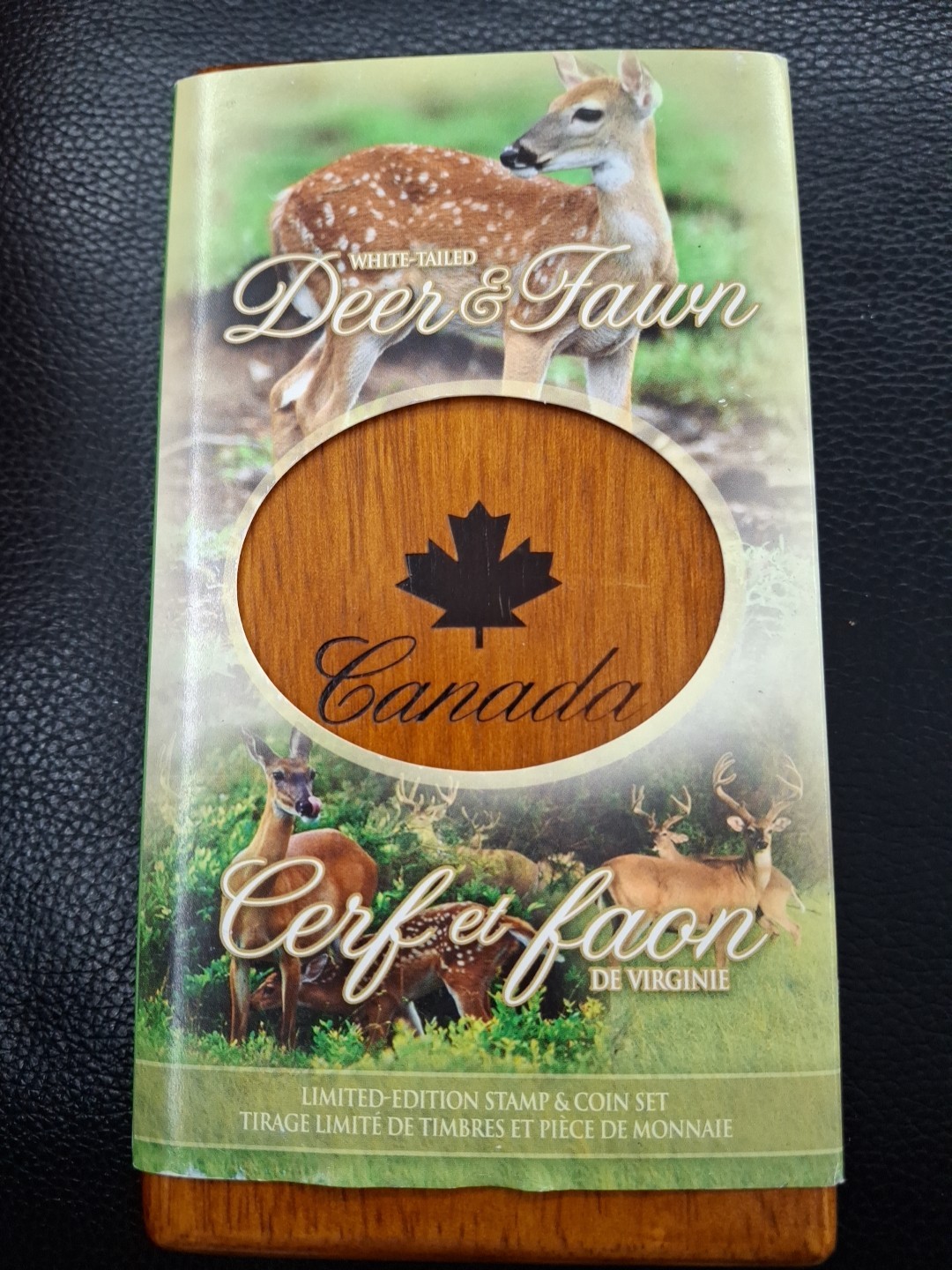 2005 Canadian Deer And Fawn $5 Five Dollar Stamps And Coin Set Wooden Box/Coa.