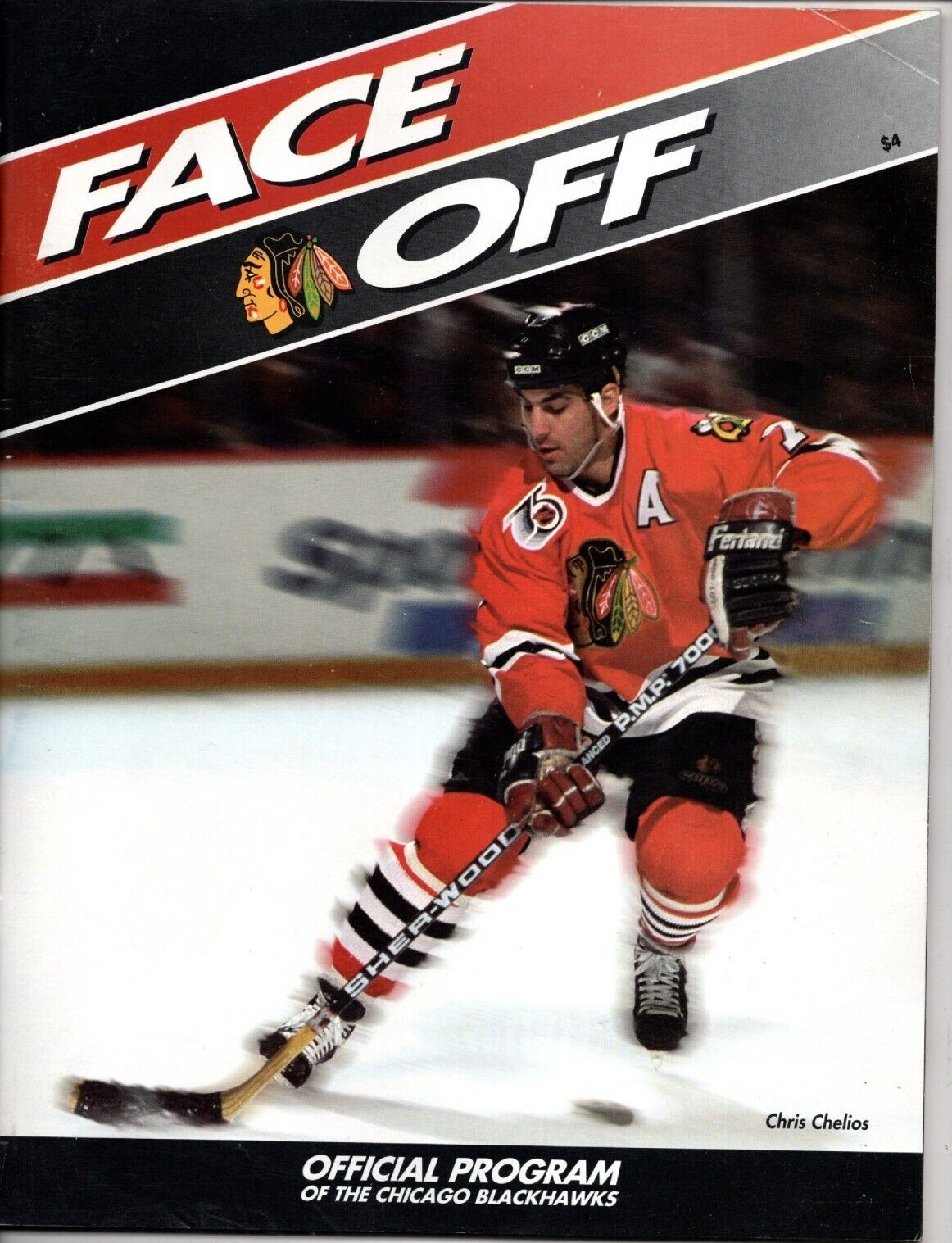 1992-93 Faceoff Official Program Of The Chicago Blackhawks - Chris Chelios