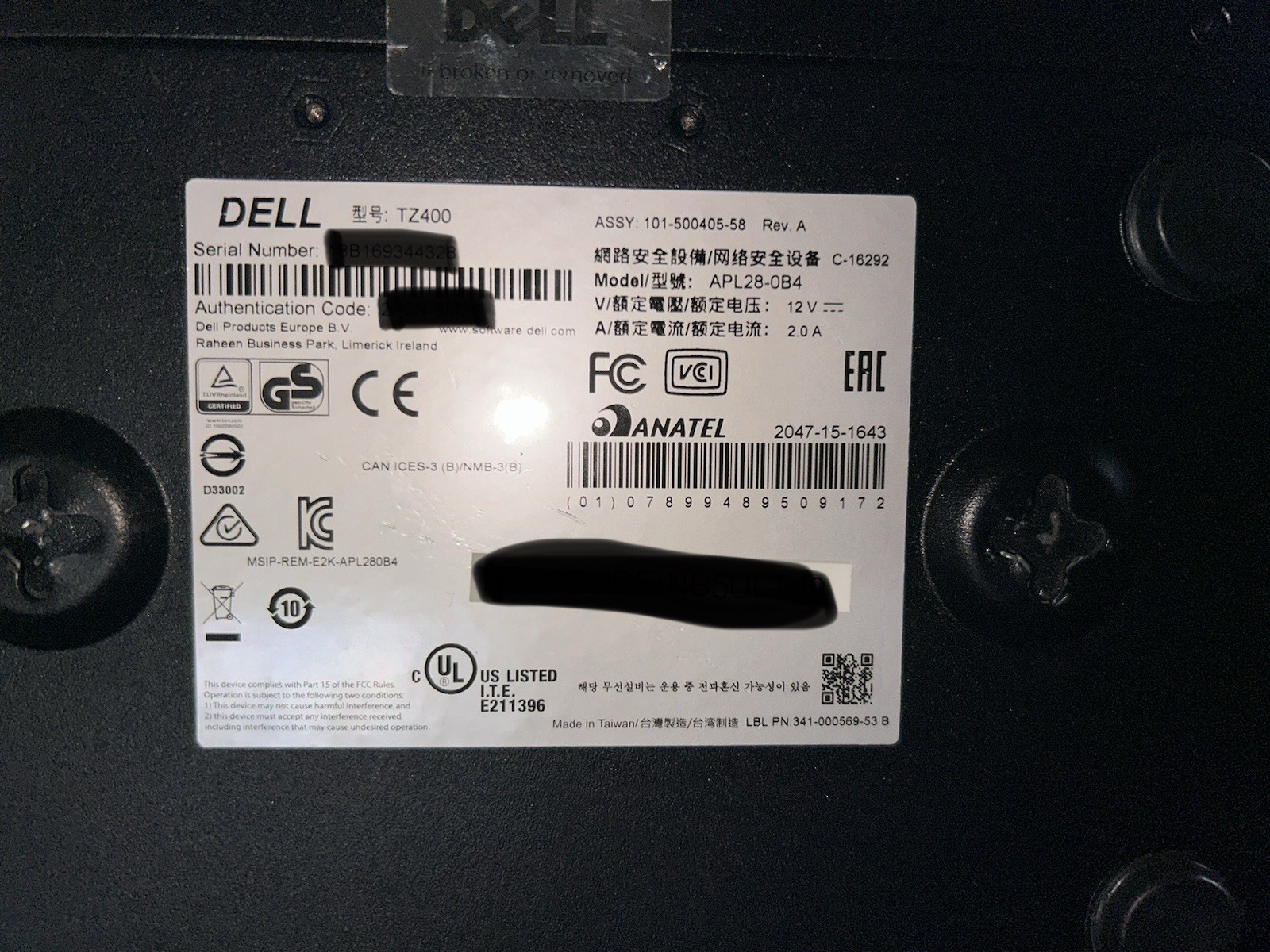 SonicWall TZ400 Network Security/Firewall Appliance SERIAL READY TO TRANSFER 1