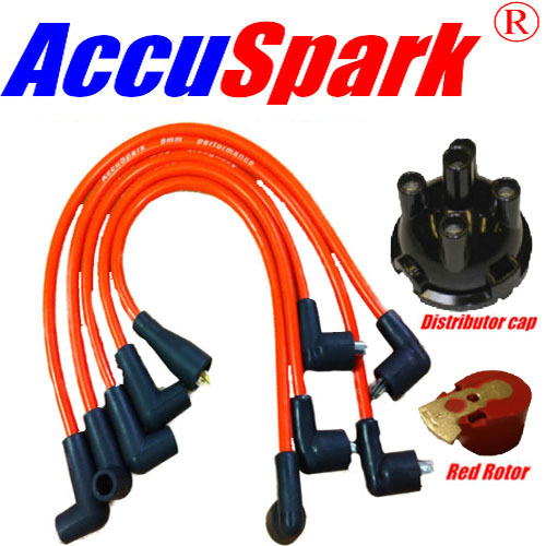 Hillman Imp AccuSpark 8mm leads ,Red Rotor arm  & Distributor cap for Lucas 25D