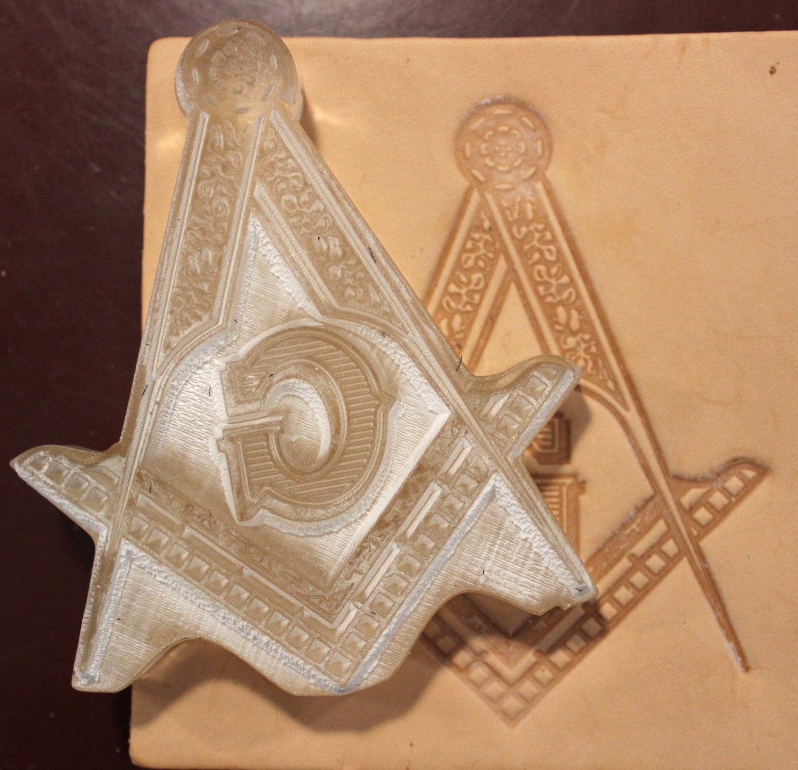ACRYLIC Leather Embossing Stamp MASONIC FREEMASON for Veg Tanned Leather