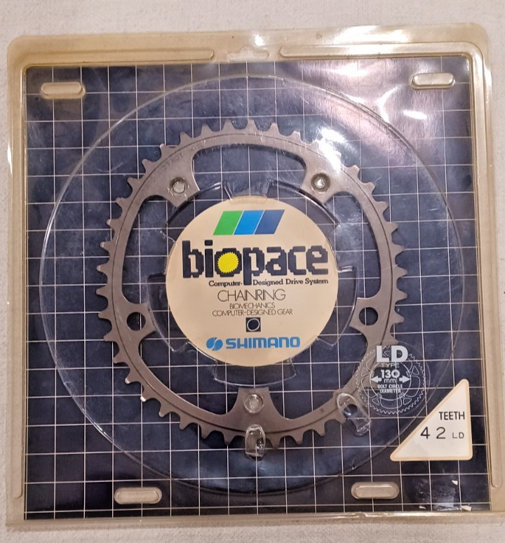 SHIMANO BIOPACE CHAINRING 42t  130MM BCD 5-ARM, NOS never mounted