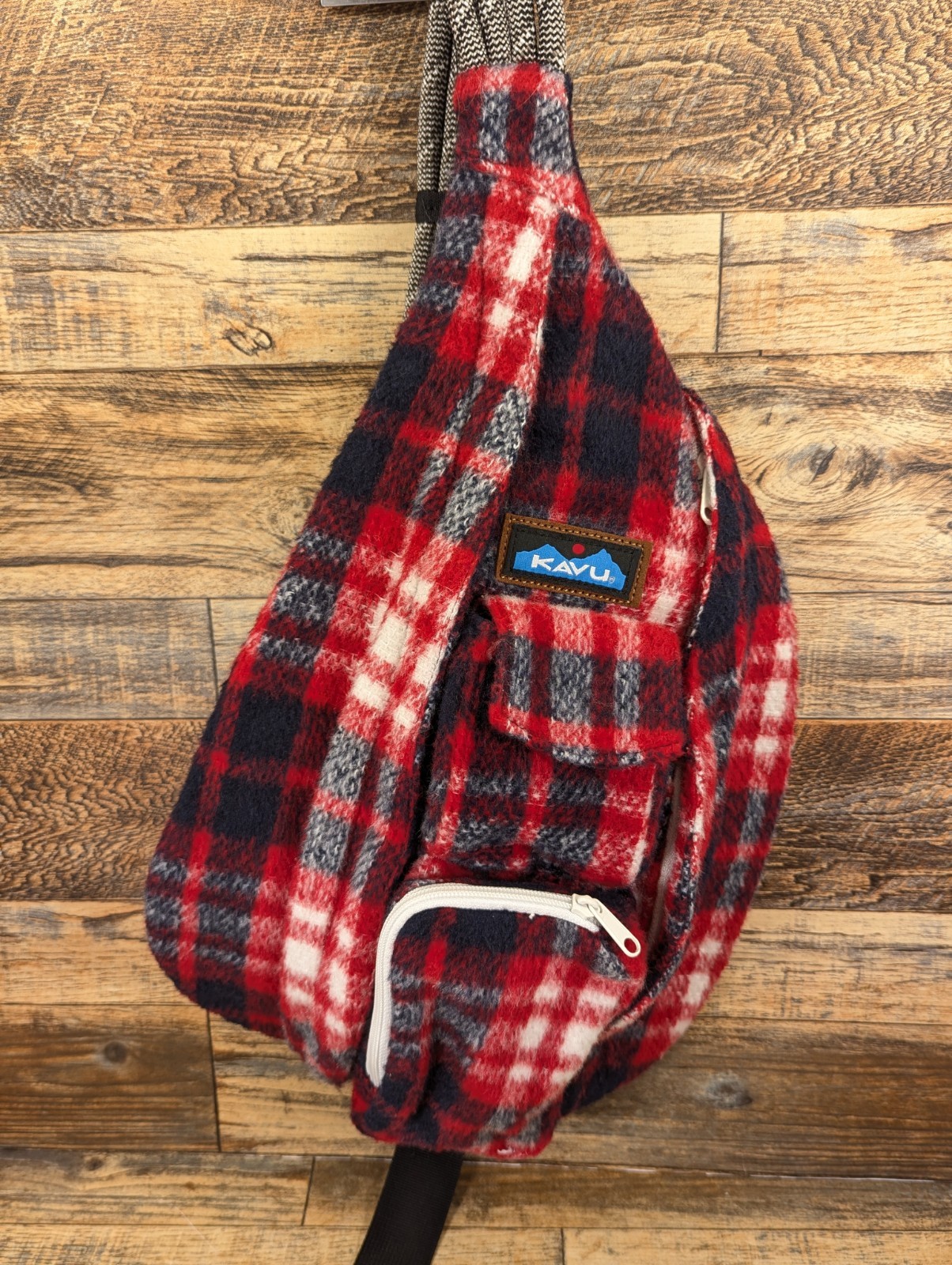 Kavu Rope Sling Plaid Fleece Bag Backpack