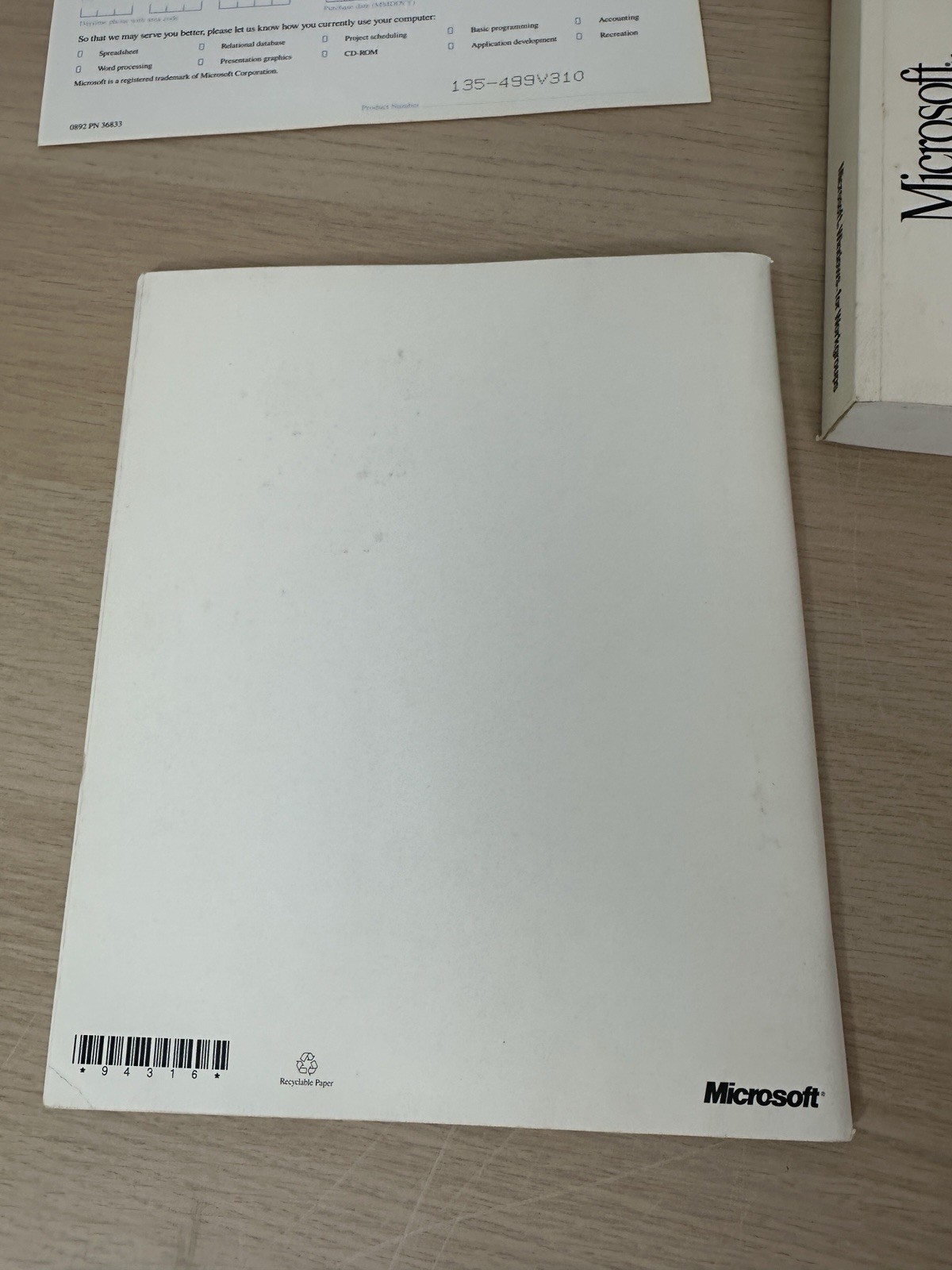 Microsoft Windows 3.1 Operating System + Microsoft Mouse - Vintage 1992 Big Box