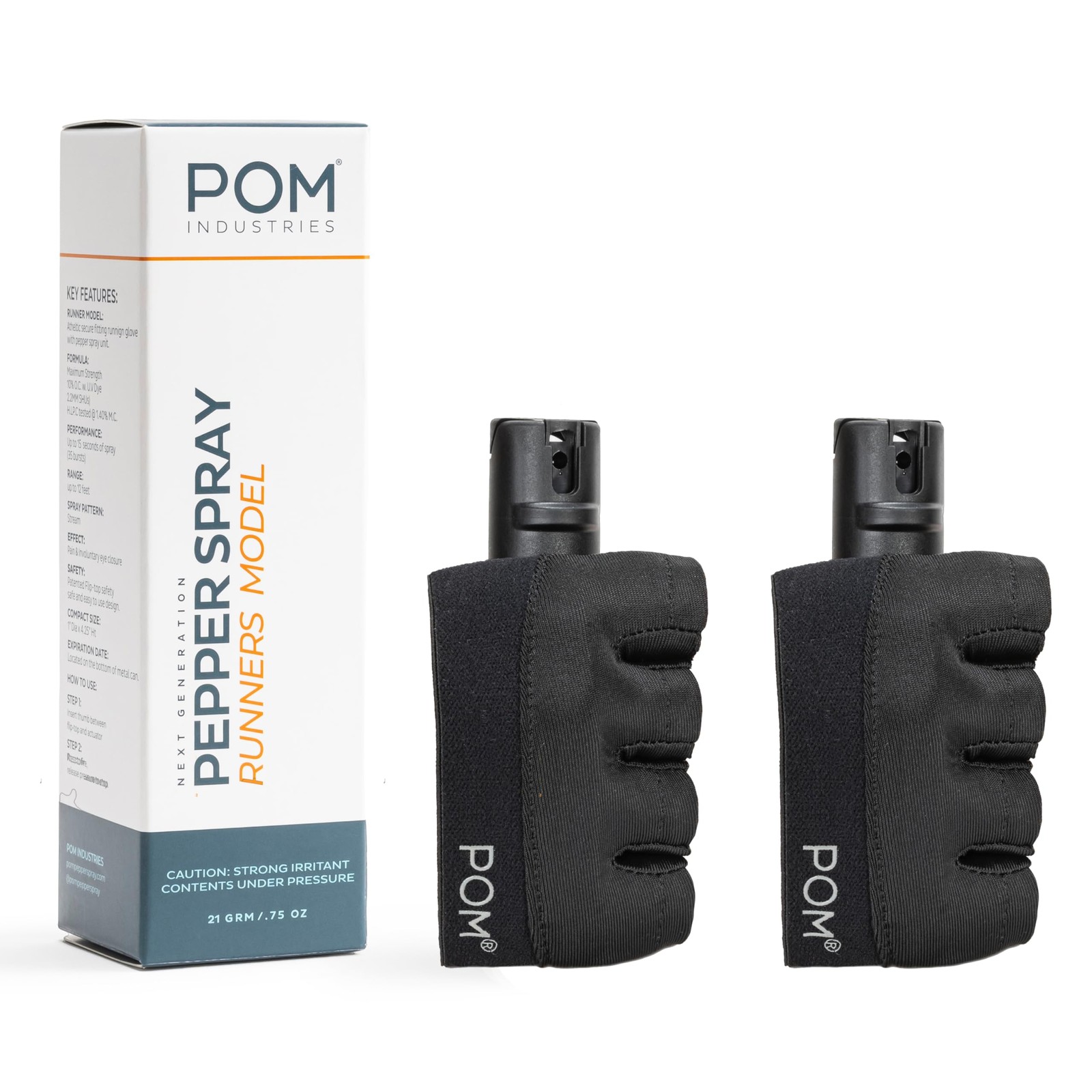 Pepper Spray Runner Model - Max Strength OC Spray - Athletic Stretch-Fit Glov...