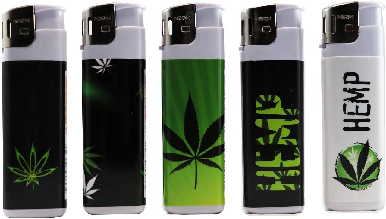 Neon Electronic Disposable Lighters, Assorted Design - 5 pack - Free Shipping !