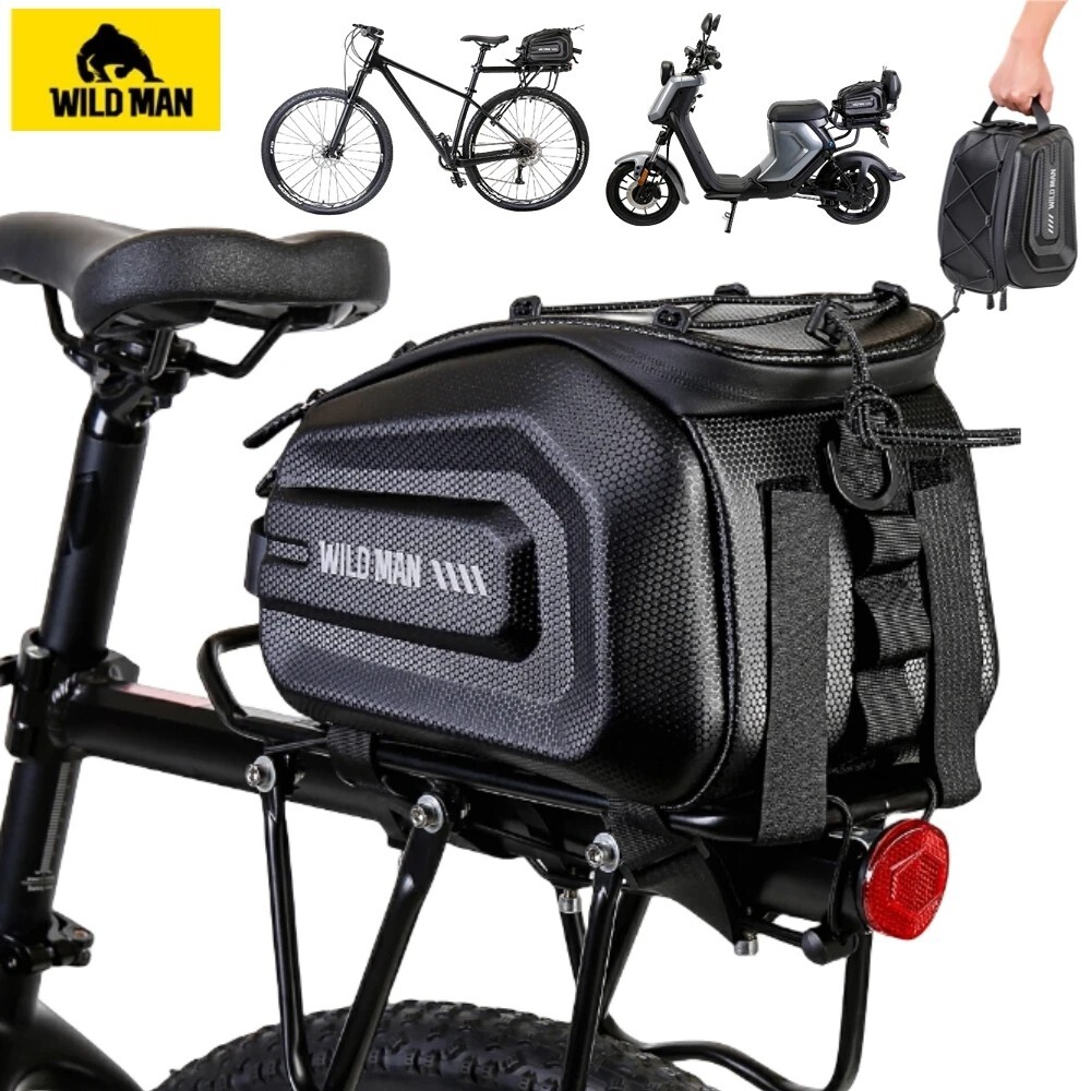 WILD MAN 4L Bicycle Rear Seat Bag Waterproof Electric Bike Rack Trunk Cargo Bag