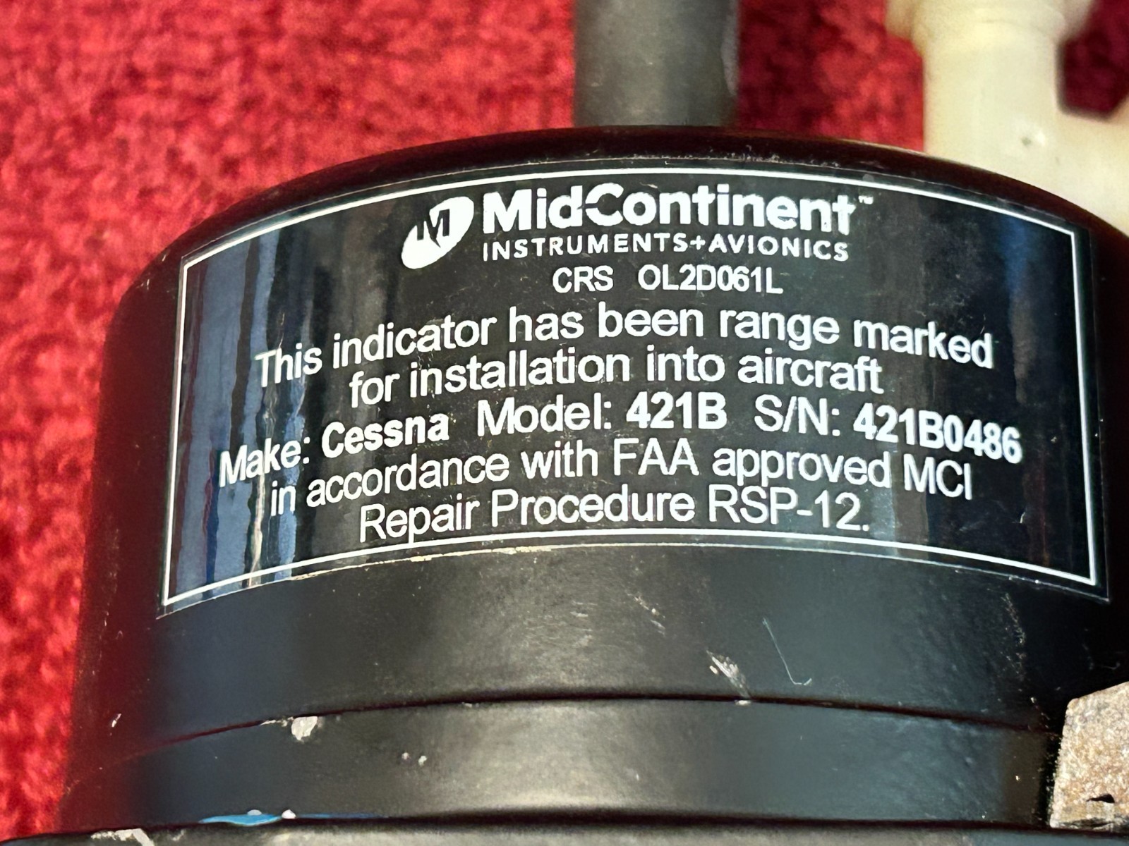 UNITED INSTRUMENTS TRUE AIRSPEED INDICATOR P/N 8130