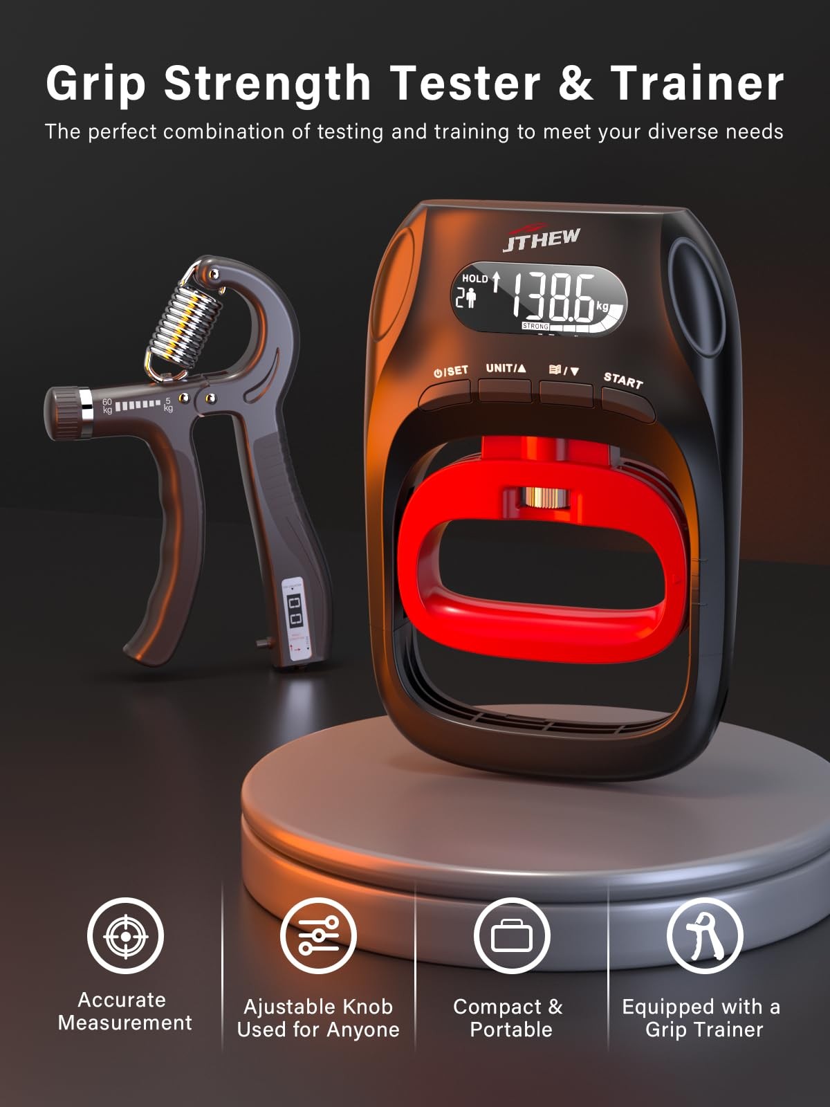 Grip Strength Tester Trainer - Electronic Hand Dynamometer of 400lbs/180kg & ...
