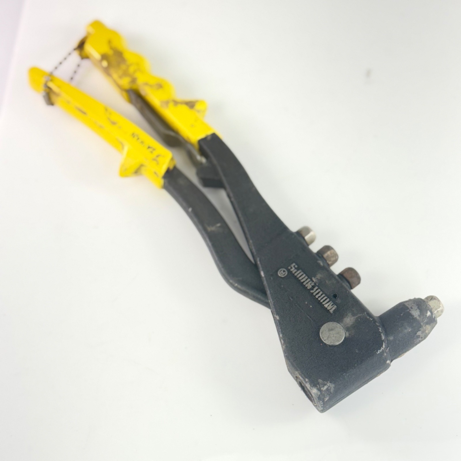 Hand Pop Rivet Gun Riveter Yellow Handles Multiple Tip Sizes 10" Workshop Tool