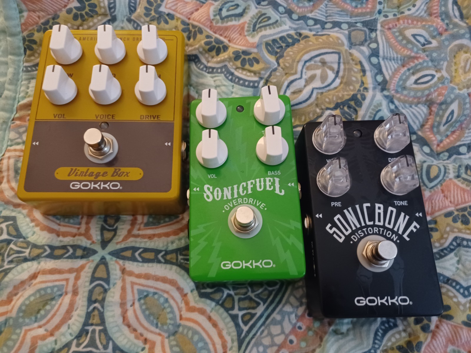 Lot Of 3 Gokko Electric Guitar Pedals / Vintage Box, Sonicfuel & Sonicbone