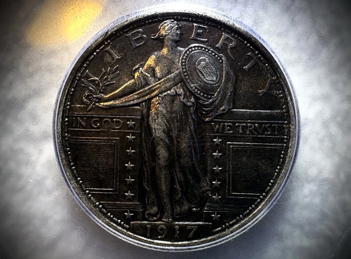 1917 p standing liberty quarter type 1.  Looks Better with FH , AU 55 ICG.