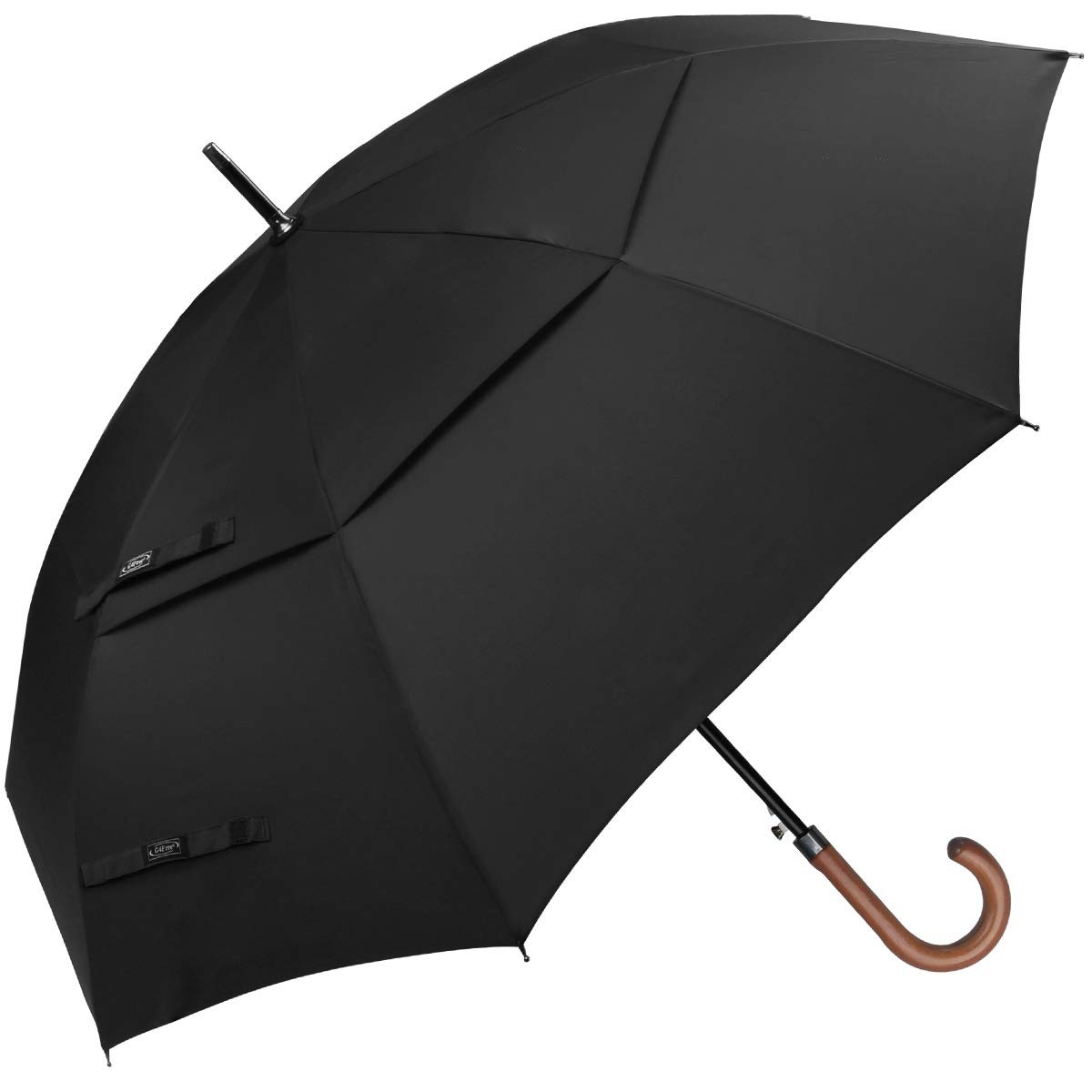 G4Free 52/62inch Wooden J Handle Golf Umbrella Windproof 62 inch, Black