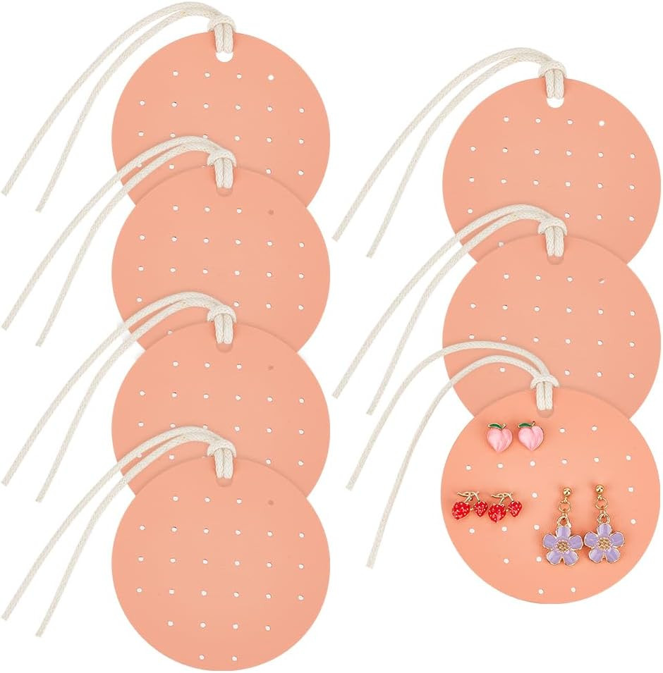 7Pcs Portable Leather Earring Holders 28 Holes round Leather Earring Displays 2.