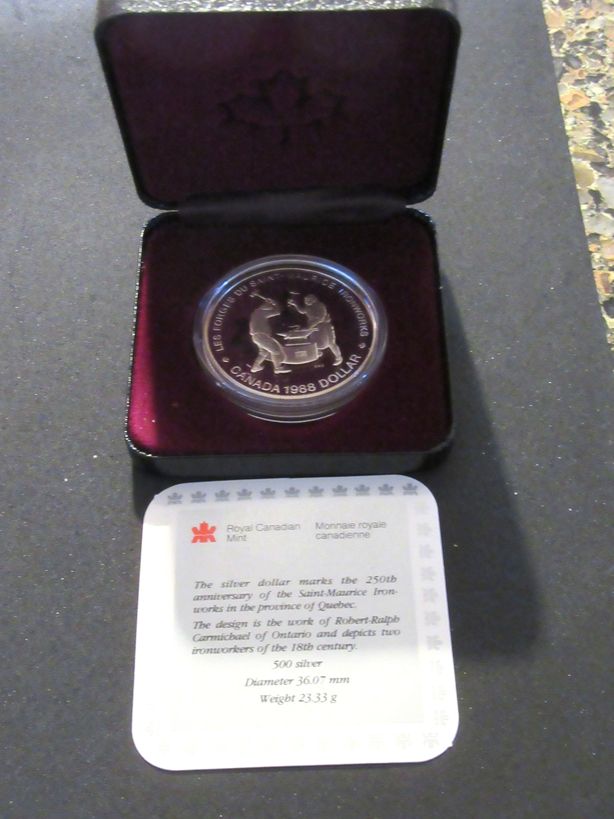 Canada Proof Silver Dollar 50% 1988 St. Maurice Ironworks!! We Combine Shipping!