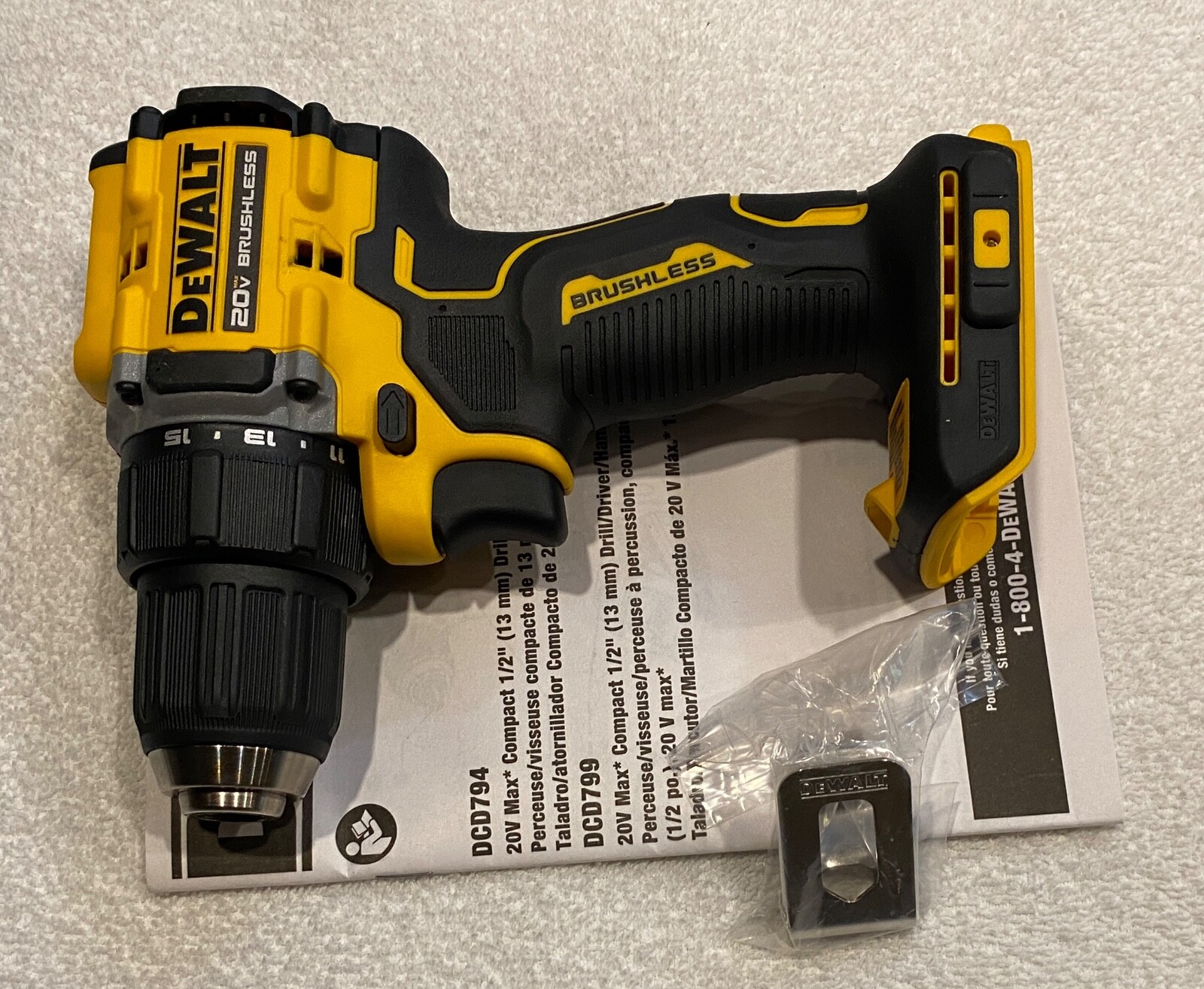New Dewalt DCD794B 20V Max 1/2" Atomic Compact 2 Speed Brushless Drill Driver