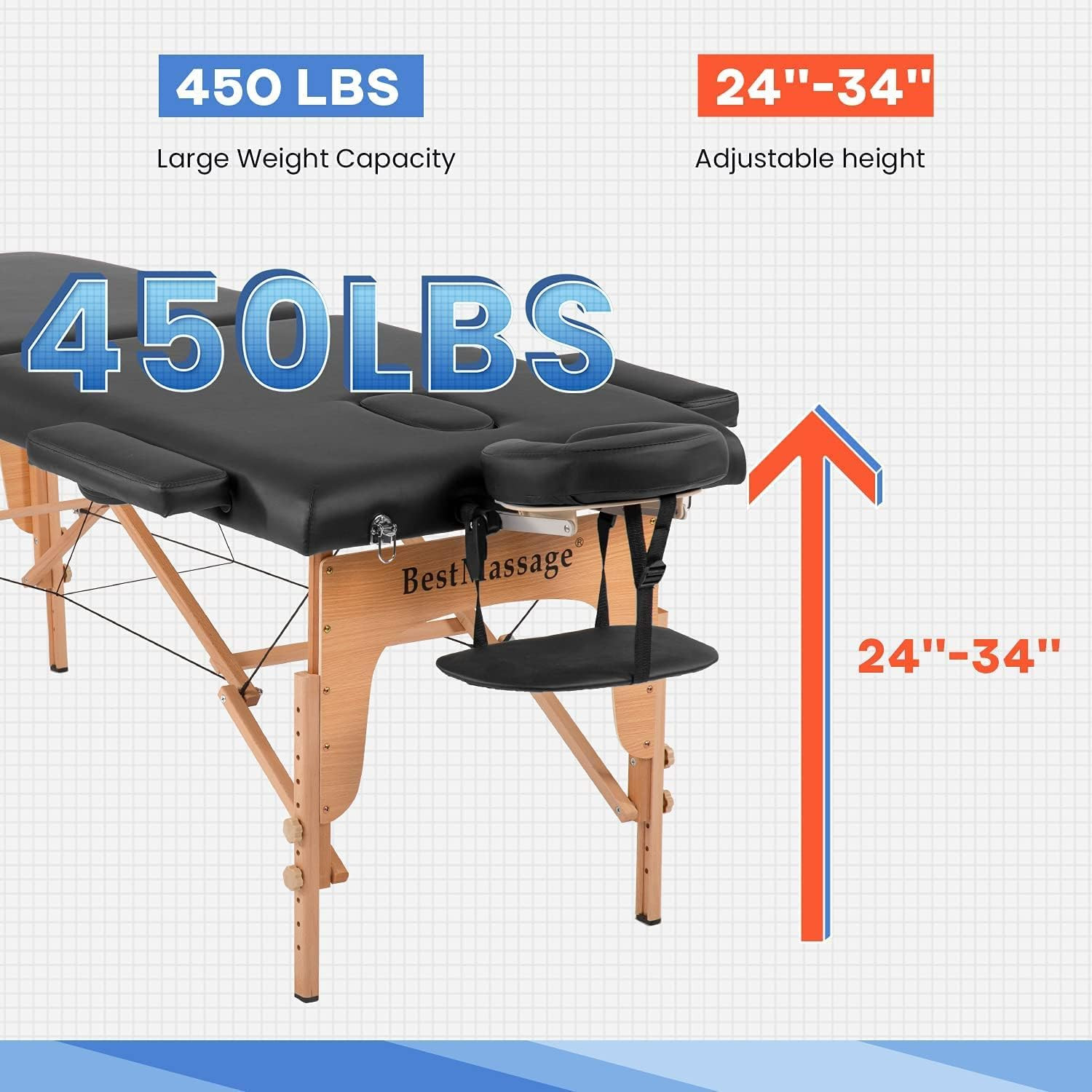 Massage Bed Portable Massage Table 28 Inch Wide Lash Bed Height Adjustable PU Le