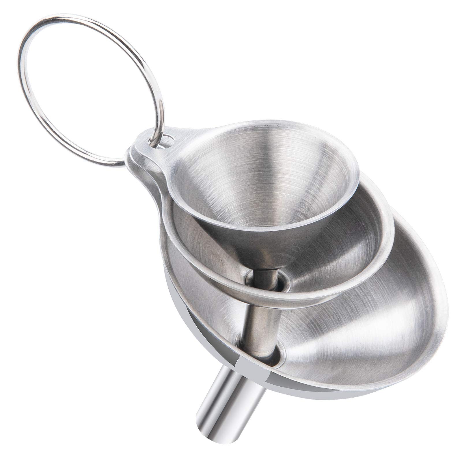 3pcs Small Kitchen Funnels for Filling Bottles, Food Grade Metal Silver