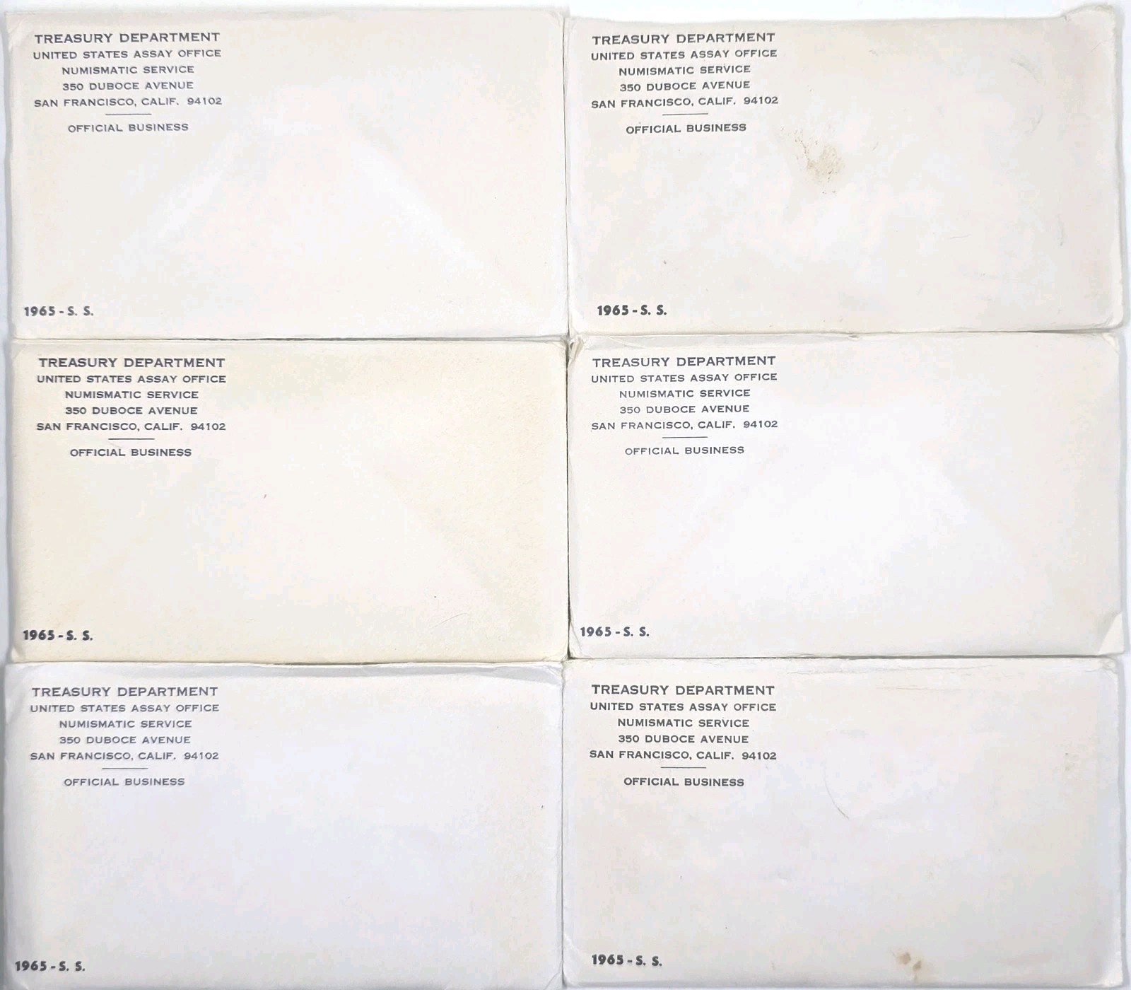 1965 US Special Mint Sets (SMS) 40% Silver Kennedy Lot of 6 OGP Unique Strike