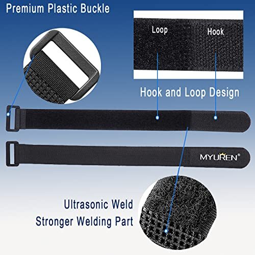 12 Pack 24 Inch Reusable Fastening Cable Straps Hook and Loop Cinch Cable Ties