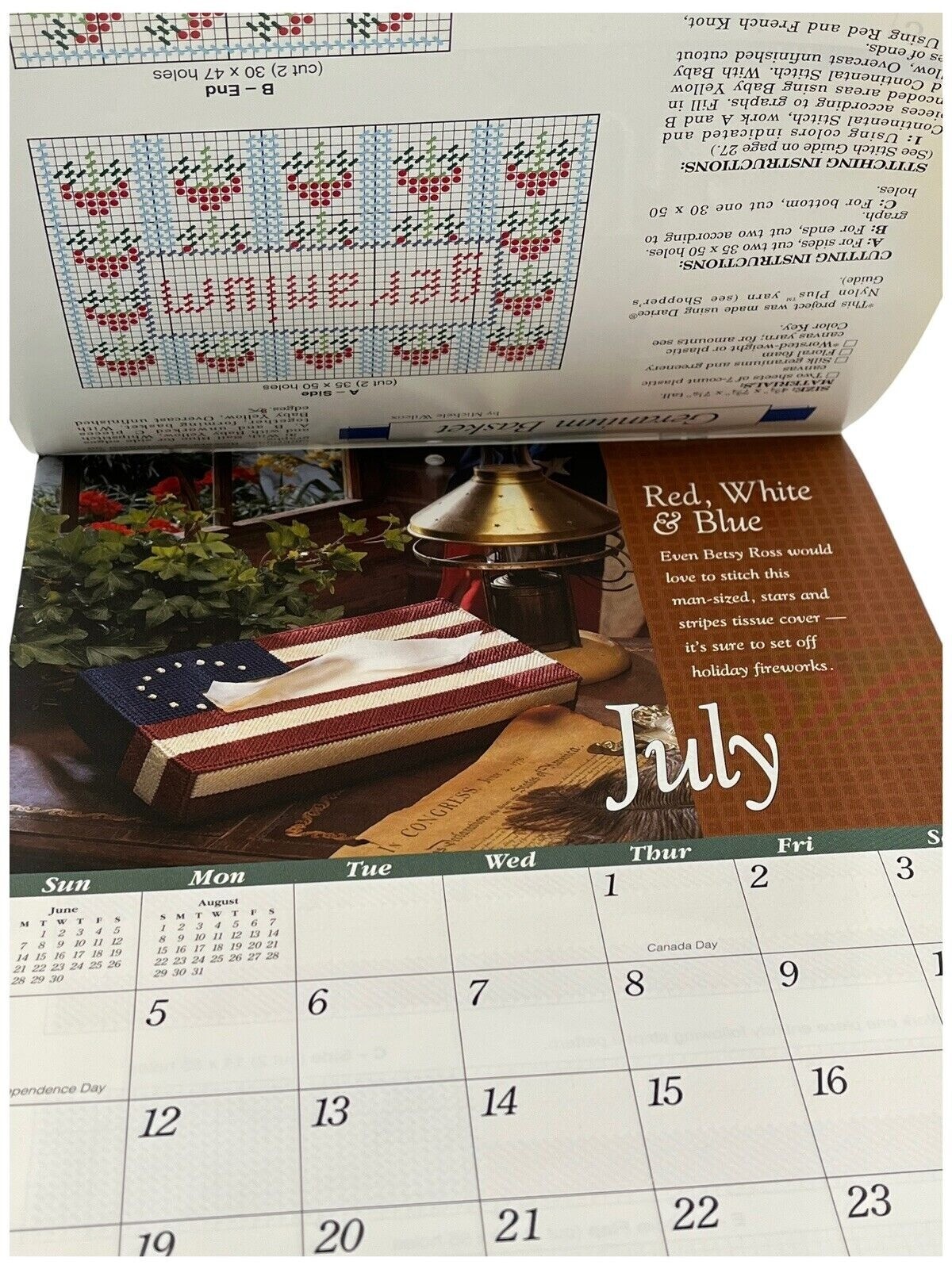 1993 Plastic Canvas Calendar Pattern Book 12 Patterns Themed For Each Month