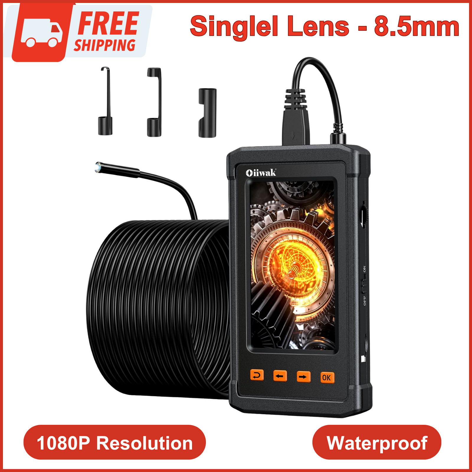 Borescope Endoscope Camera with Light 8.5mm 1080P Inspection Camera 50FT Cable