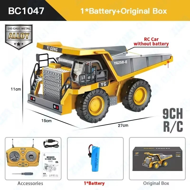 2.4G 9/11CH RC Excavator Bulldozer Construction Toys Remote Control Crawler
