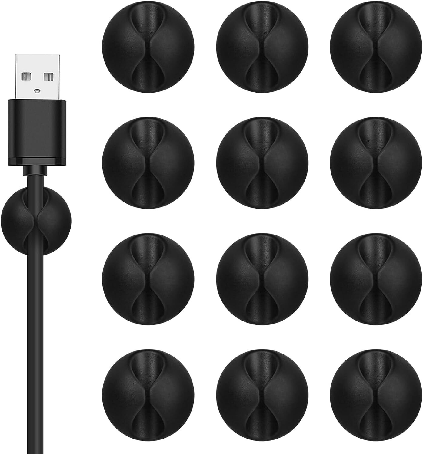 12 PCS Cable Clips Self Adhesive Cord Holder Cable Management Cord Organizer