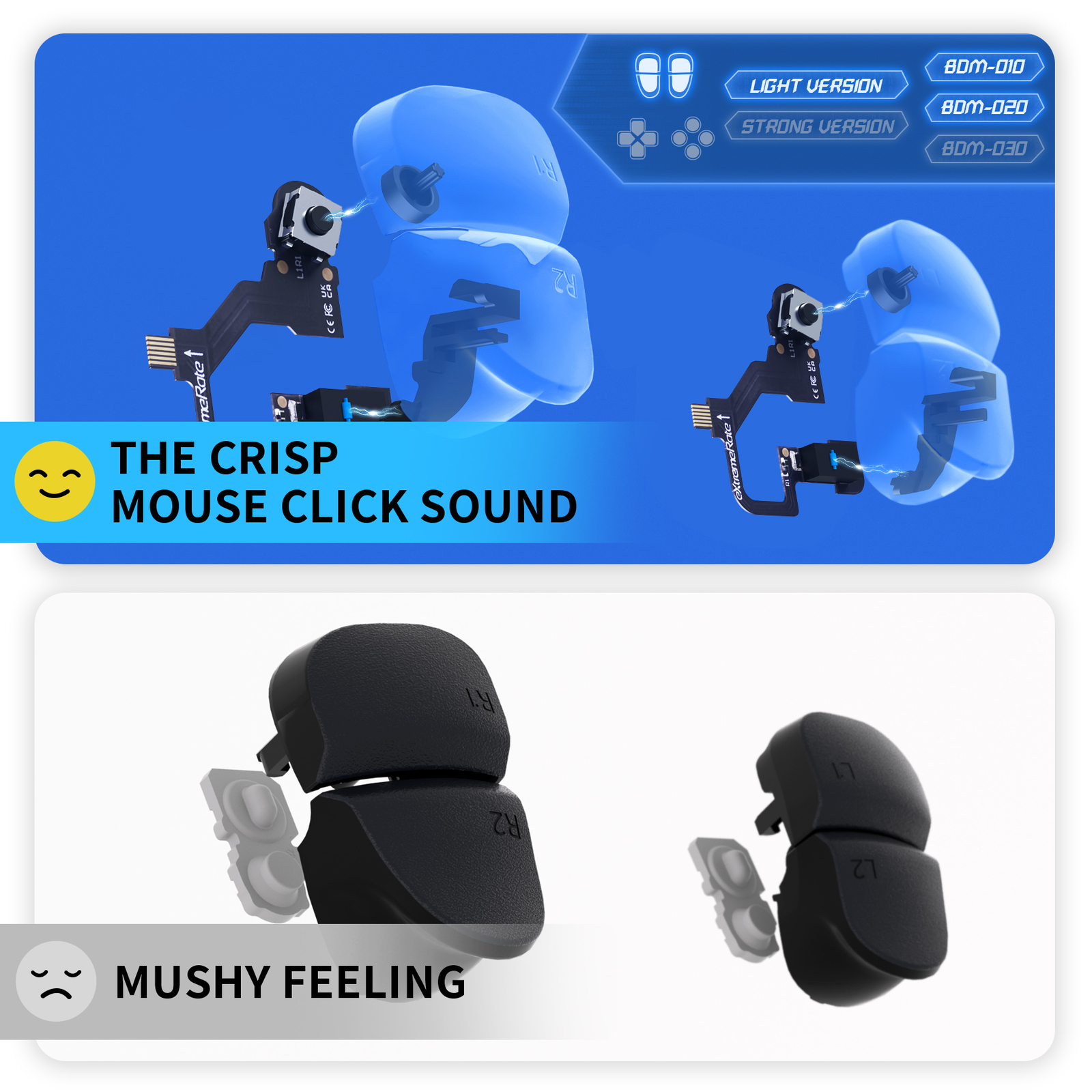 Micro Switch Light Version Clicky Hair Triggers Kit Shoulder For PS5 Controller