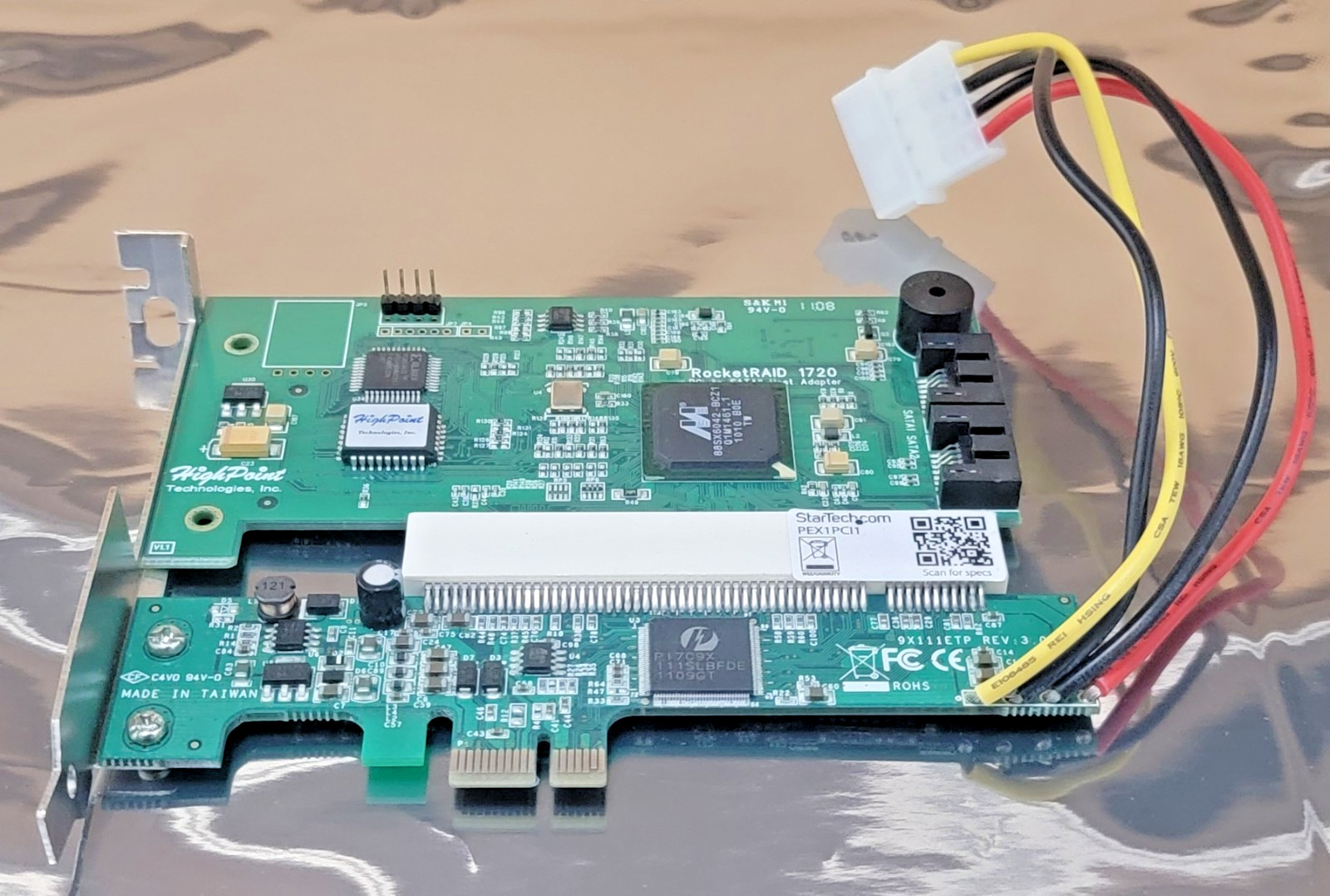 HighPoint RocketRAID 1720 PCI RAID Controller Card W/PCI Adapter Card PEX1PCI1