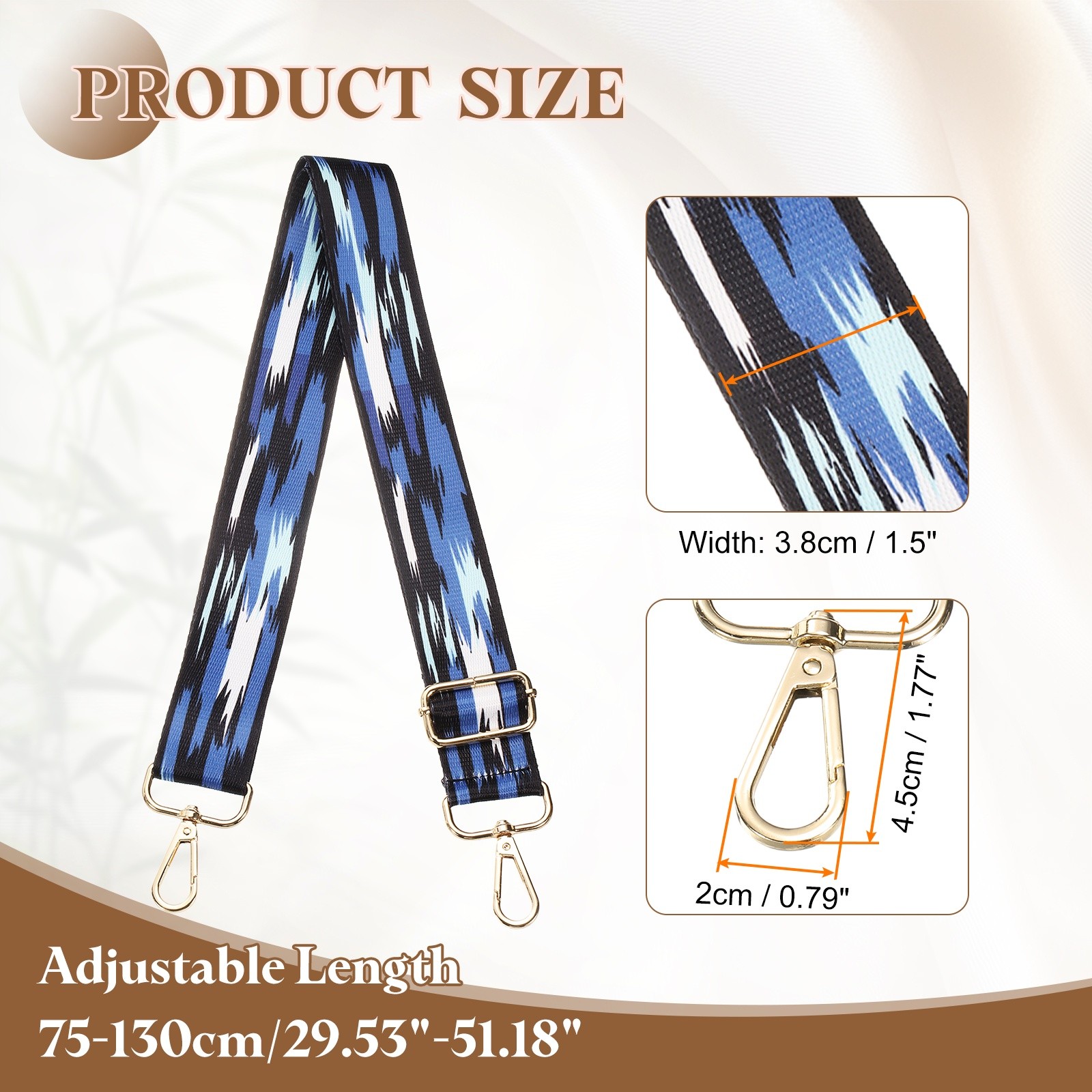 Purse Straps Replacement Crossbody, 51 Inch Canvas Strap, Blue Cloud Pattern