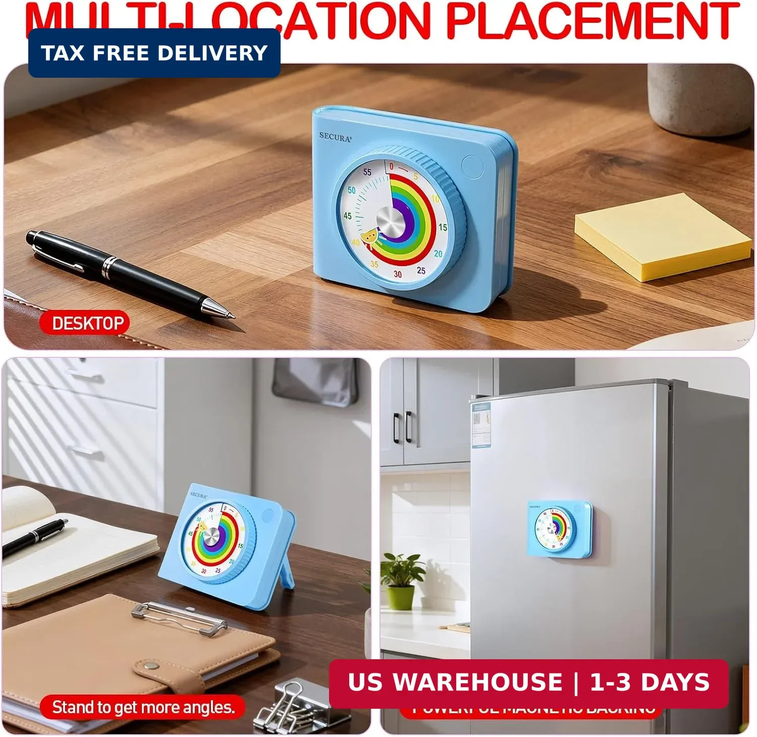 Secura 60 Minute Visual Timer for Kids, Countdown Timer for Time Management | Si