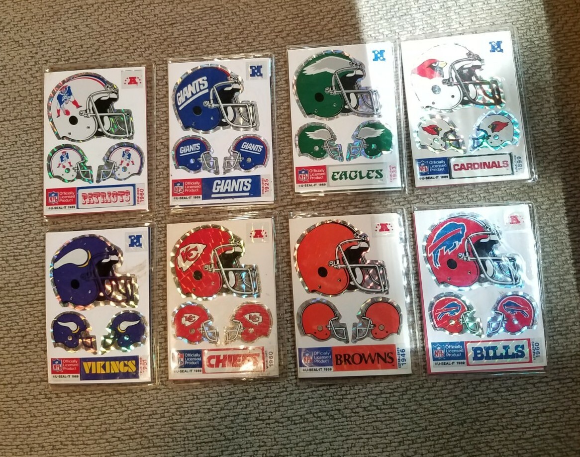 Nfl Football U Seal It 1989 Sealed Stickers Bills Patriots Giants Chiefs Vintage