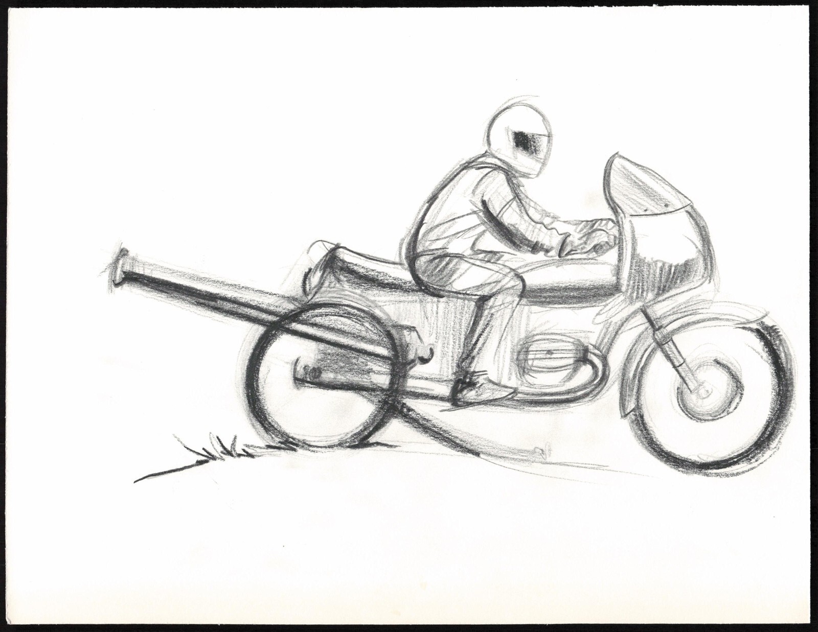 Craig Kemplin Original Sketch Drawing Street Wise Motor Cyclist 8.5 x 10.5" AA26