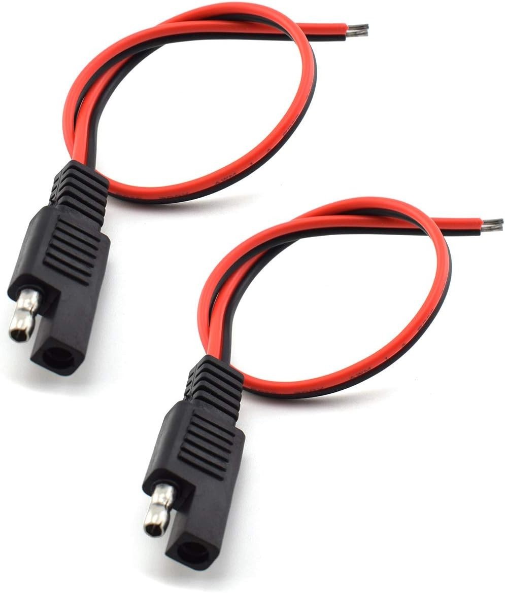 Efficient 2 Pcs SAE Extension Cable 1ft - Ideal for Solar Battery Connections
