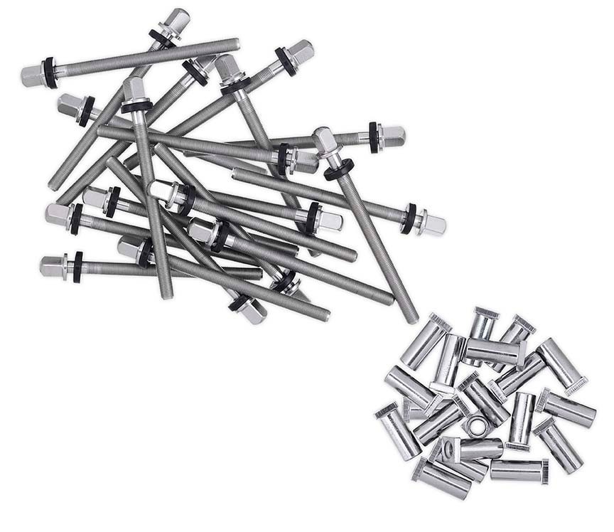 DW True Pitch 50 Tension Rods with Receiver Nuts for 6" Deep Snare Drums - 20 pk