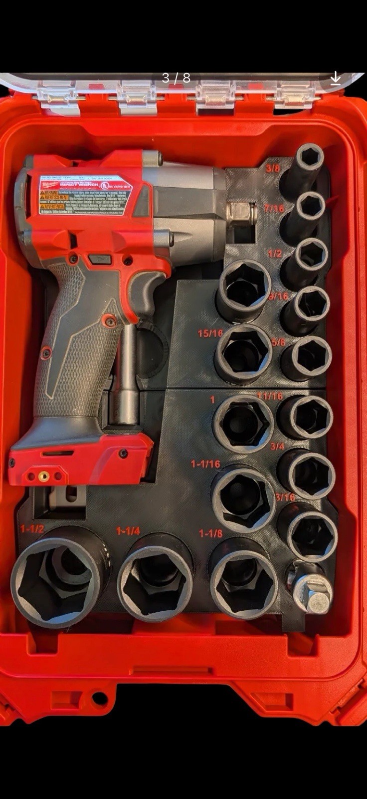 Custom Milwaukee Packout Insert for M18 1/2” Impact Wrench 2962-20