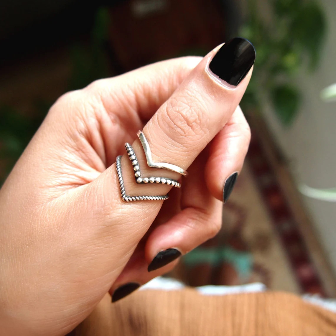 Solid 925 Sterling Silver Band & Chevron Handmade Jewelry Wedding Ring All Size