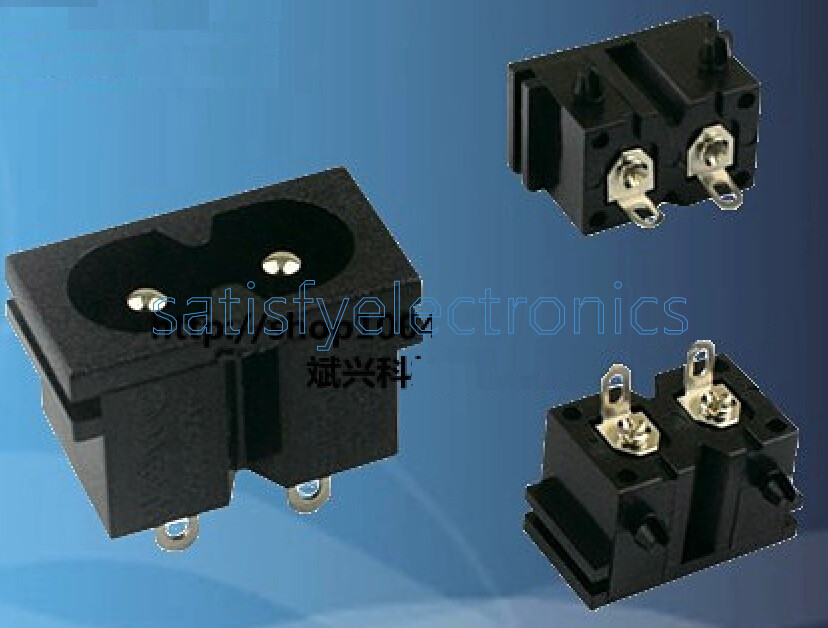 2 Pcs AC250V 2.5A IEC320 C8 Male 2 Pins Power Inlet Socket Panel Embedded