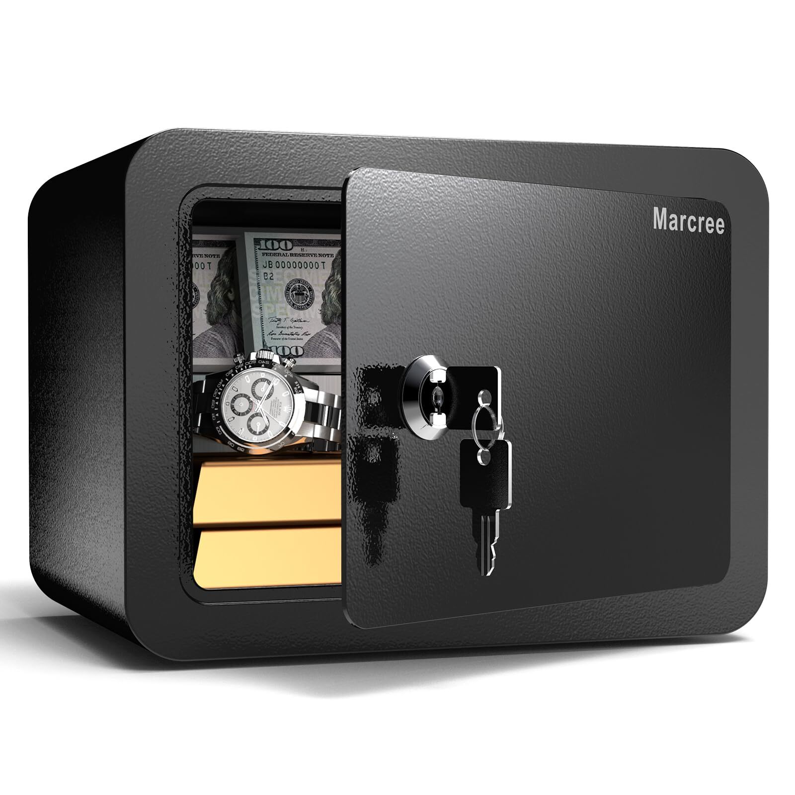 0.23 Cub Safe Small Safe Box with Key Mini Home Safes for Money Coin and Cash...