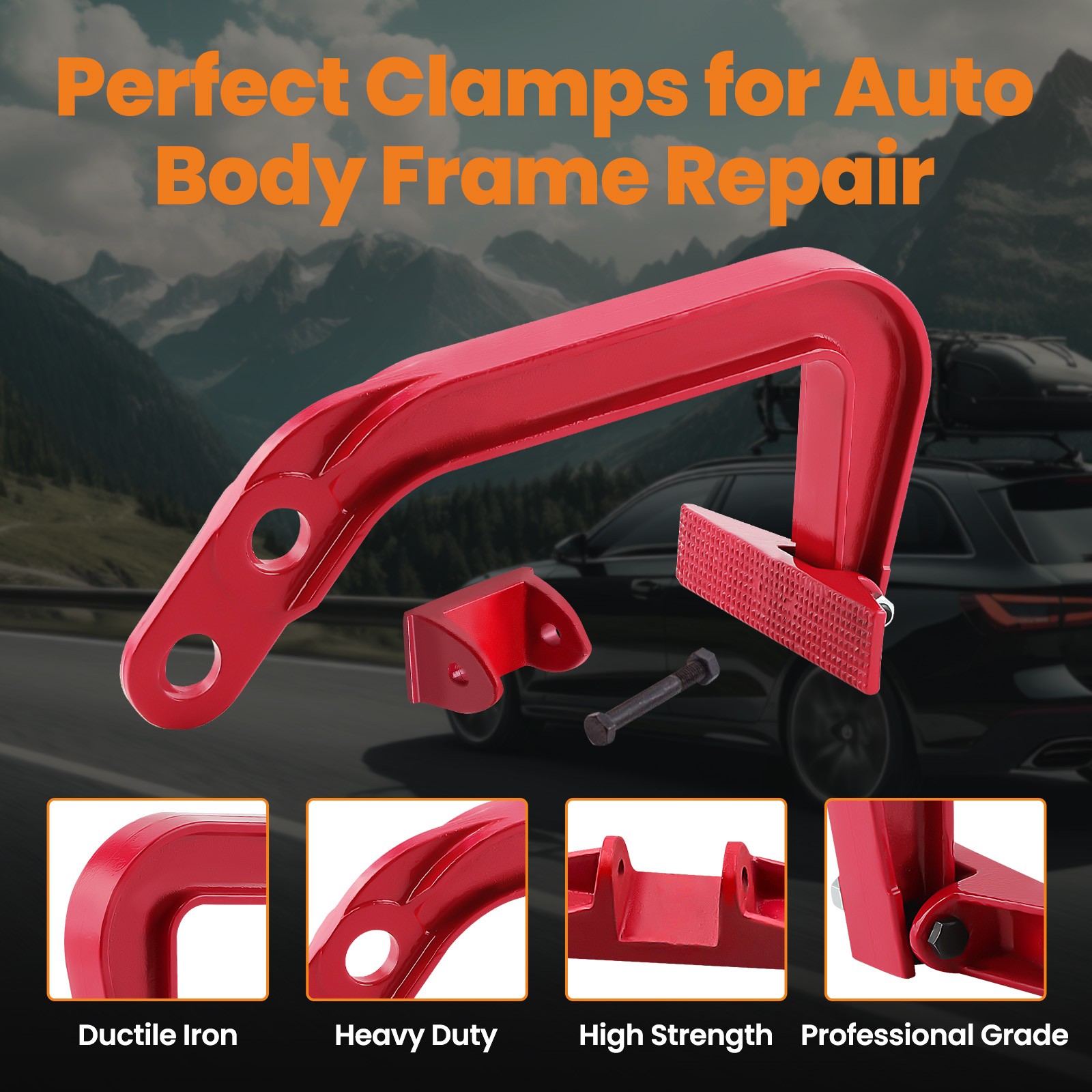 6 Ton Car Body Frame Jumbo Deep Fast Hook Up Hook Clamp Pulling Puller Set