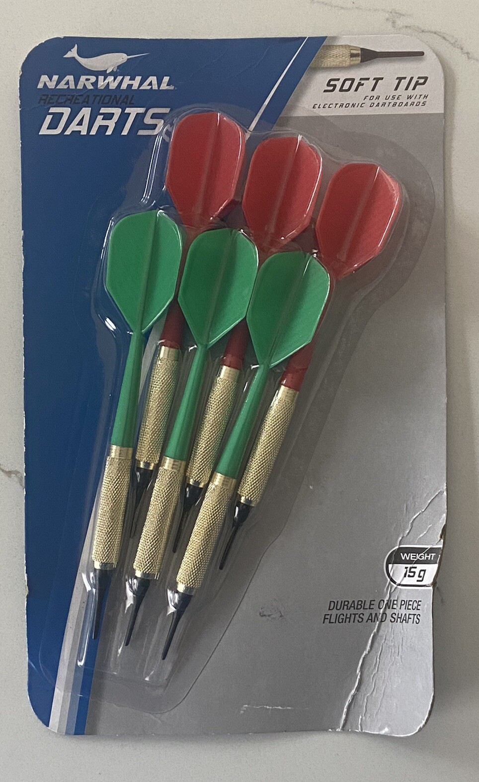 Narwhal Recreational Darts Soft Tip 6 Pack 15g Electronic Dartboards Green/Red